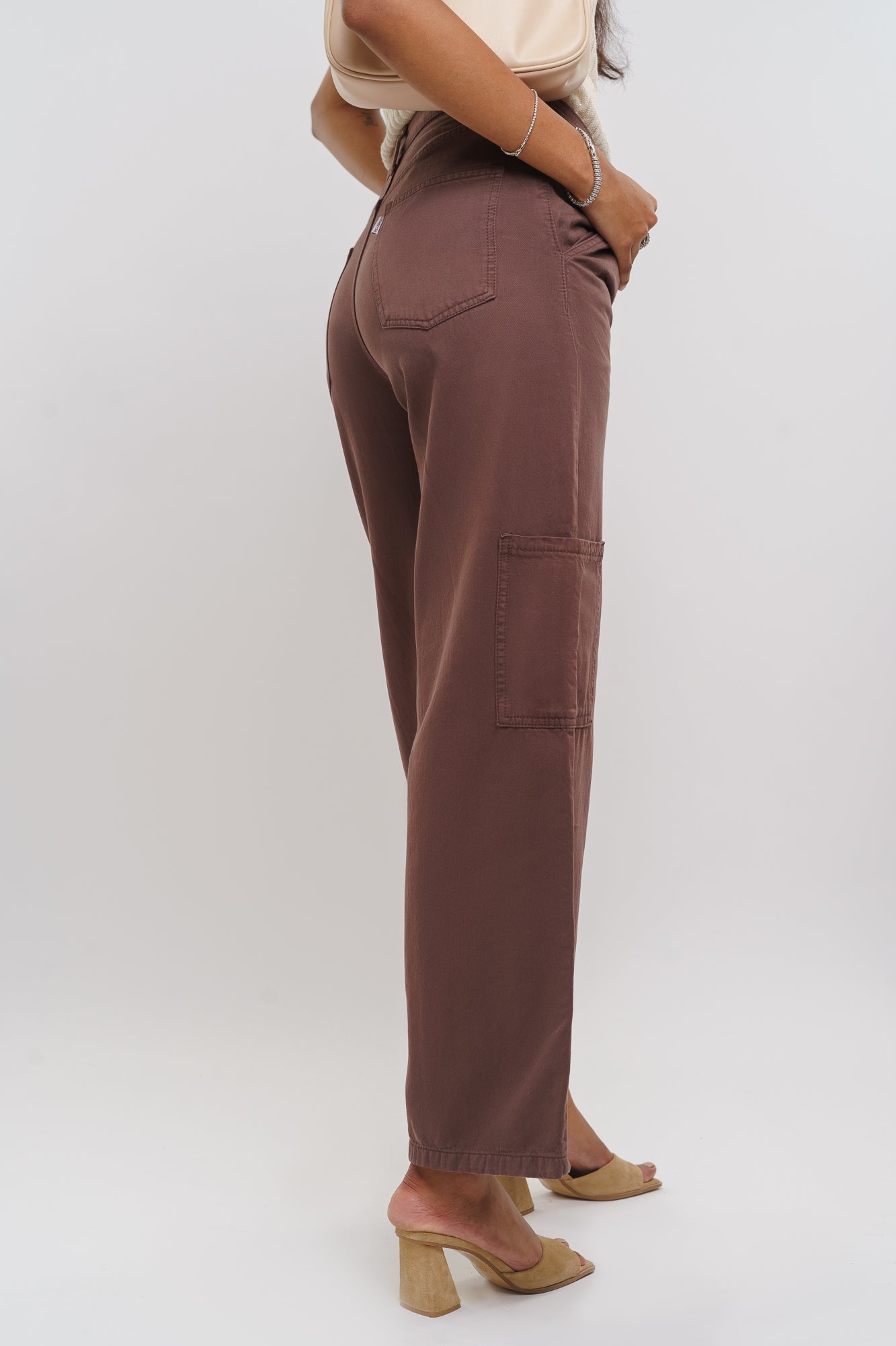 wood brown straight jeans