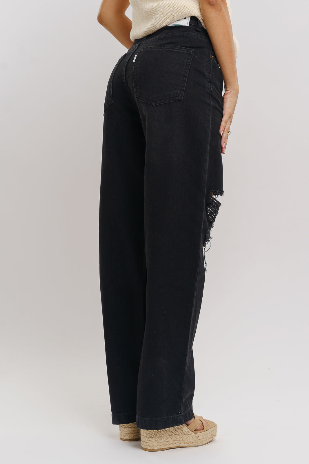 Charcoal Distress Women's Straight Jeans