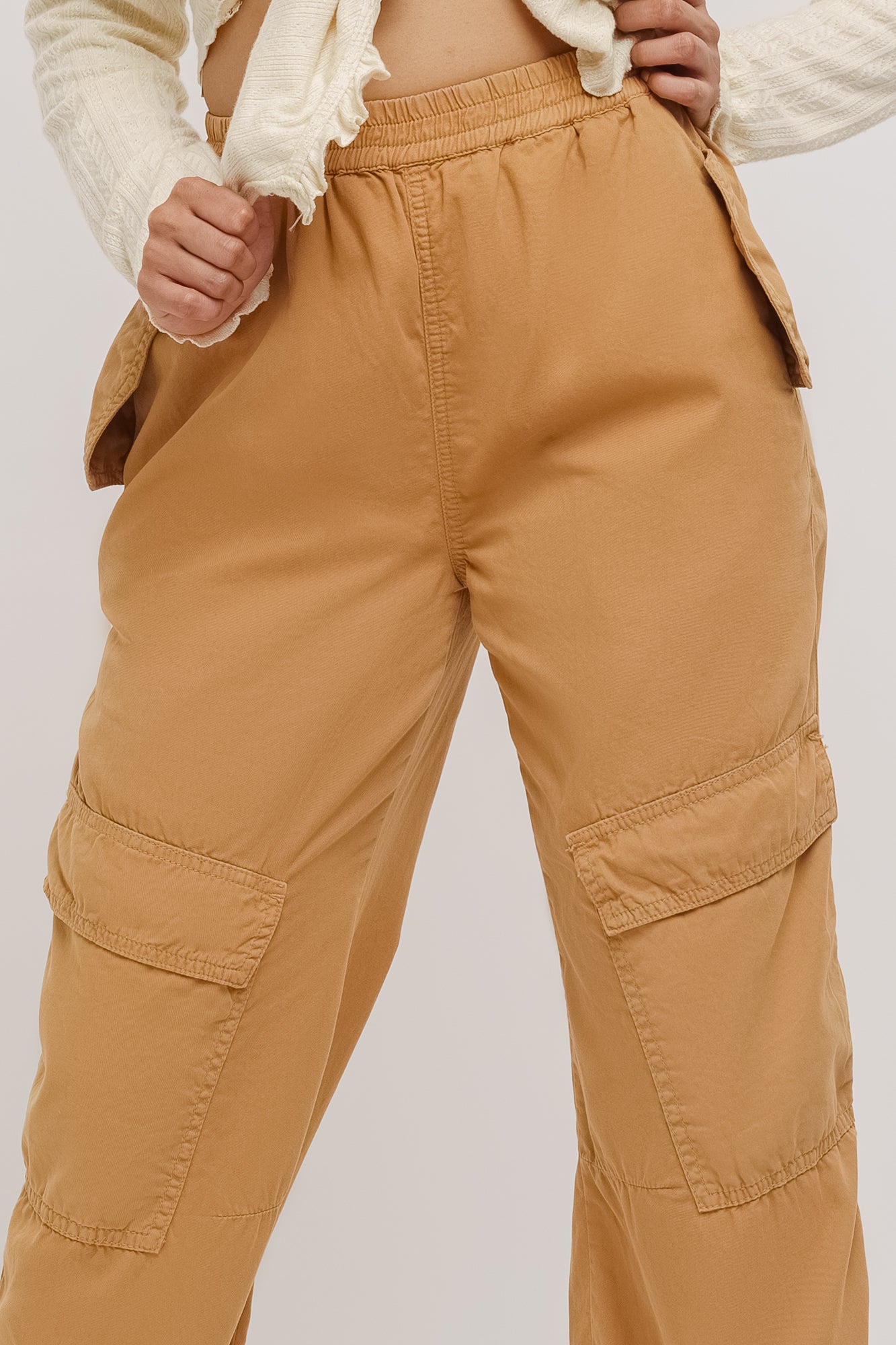SAND TAPERED CARGO PANTS