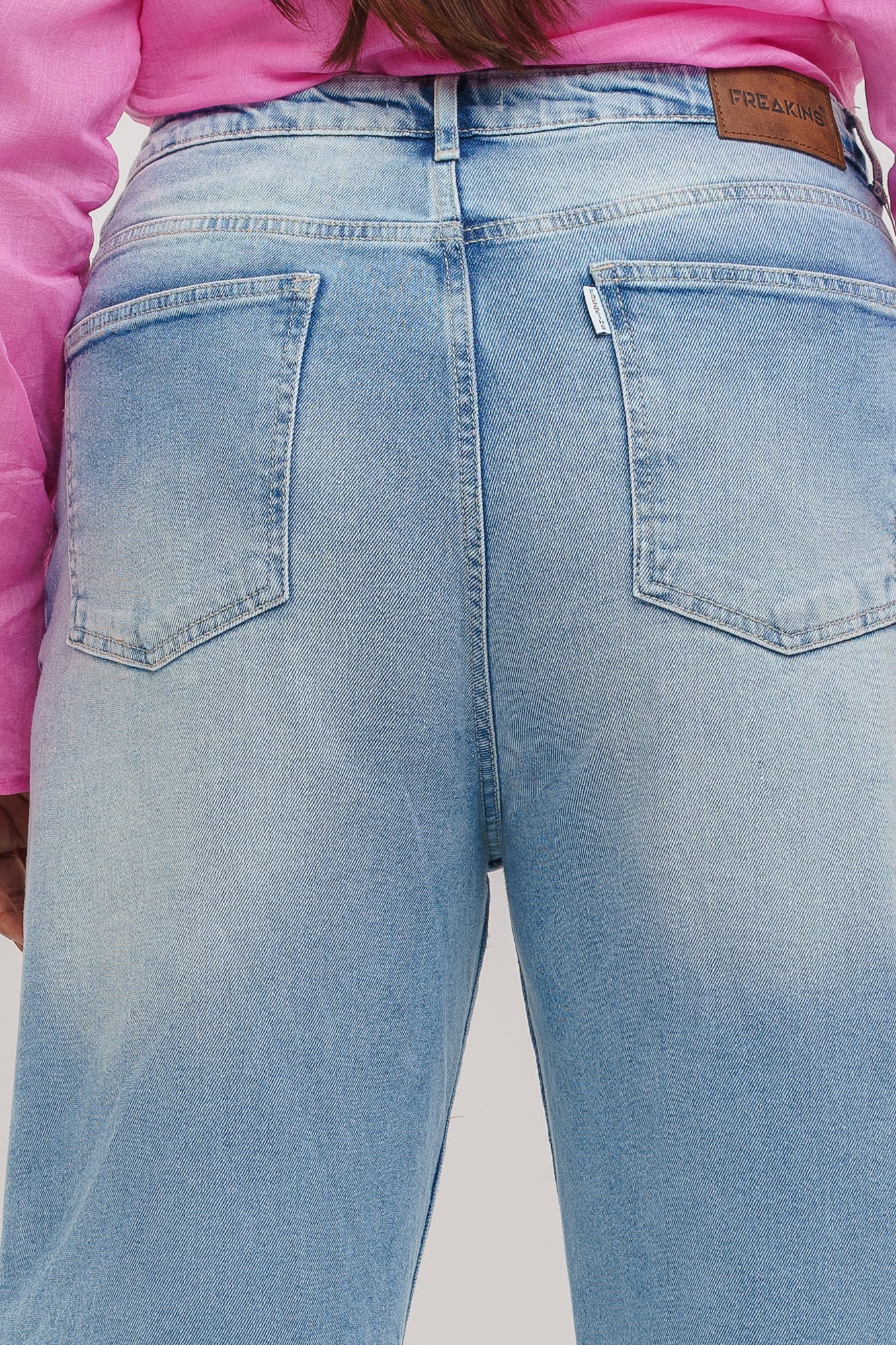 Curve Blue Distressed Straight Jeans