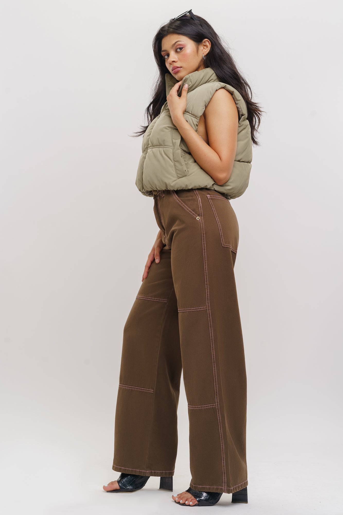 Pink Stitch Parallel Jeans