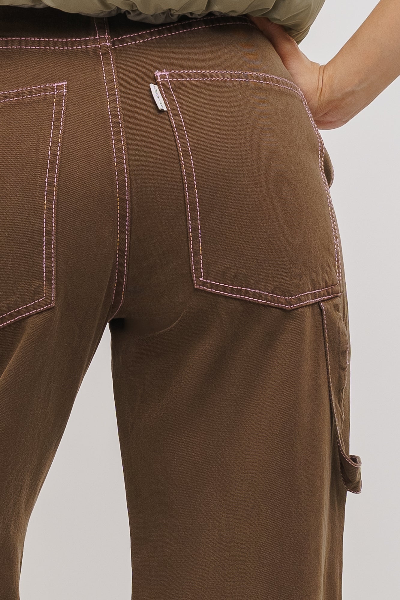 Pink Stitch Parallel Jeans