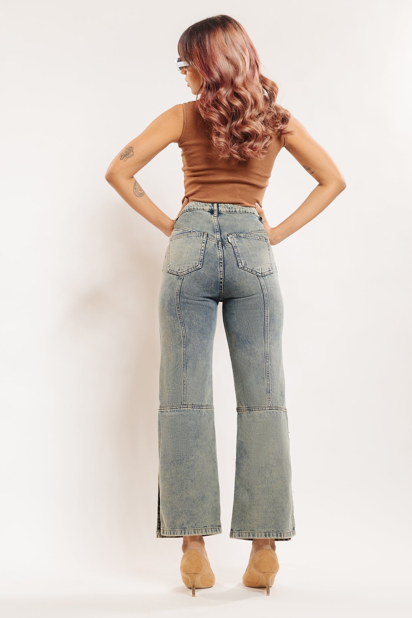 Vintage Washed Side Slit Jeans