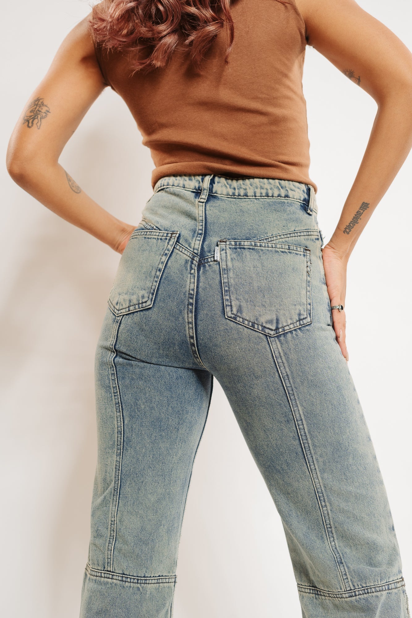Vintage Washed Side Slit Jeans