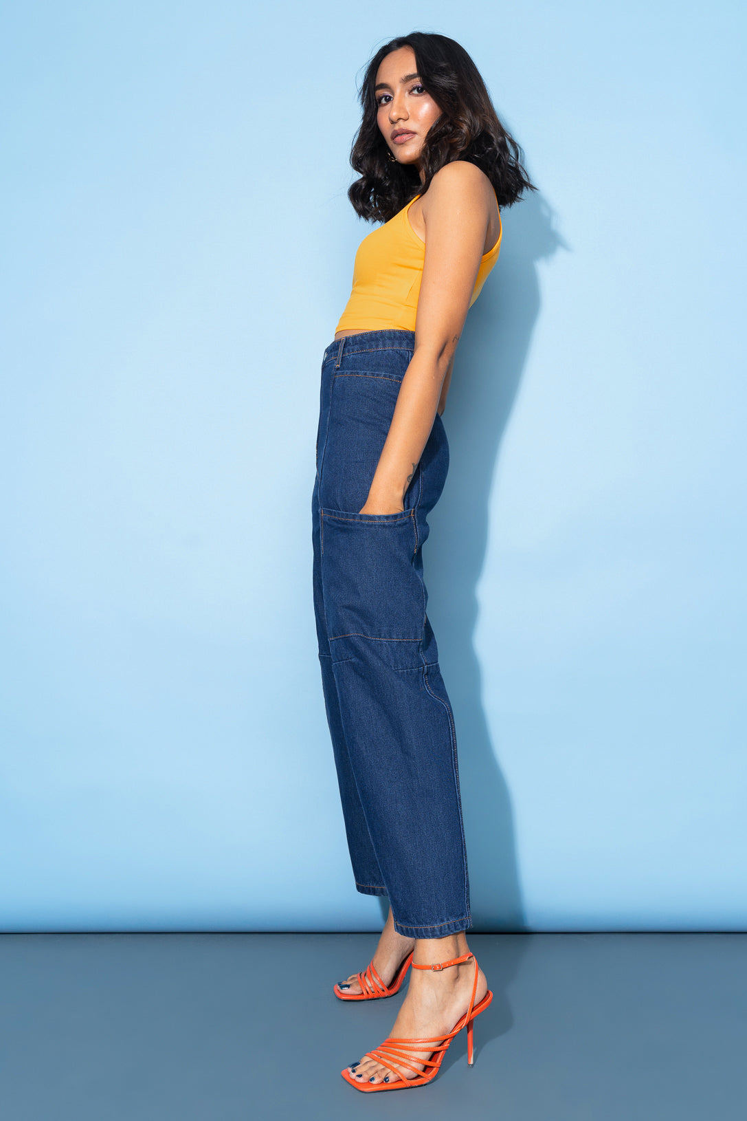 Dark Blue Side Pocket Women's Baggy Slouchy Jeans