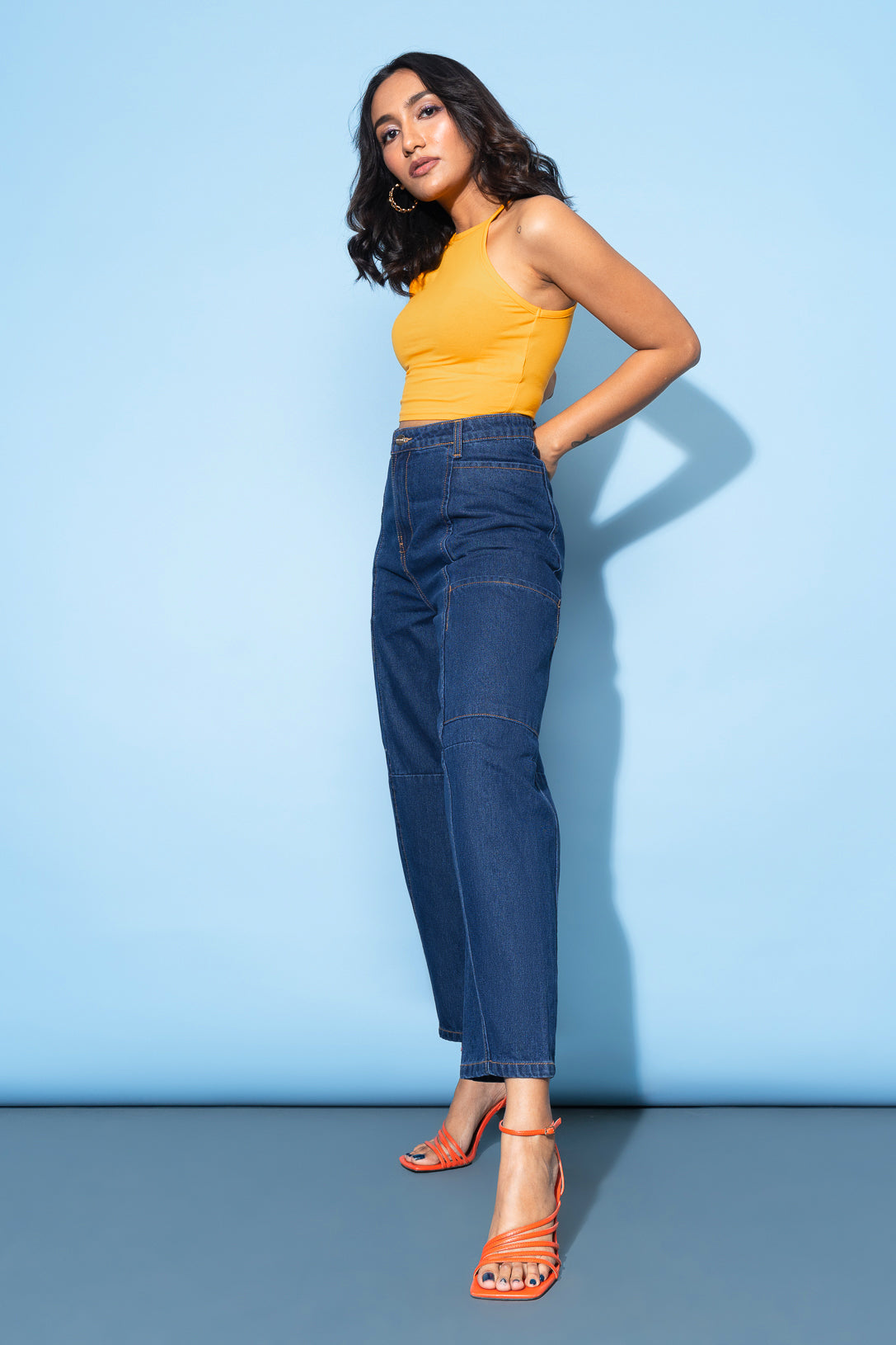 Dark Blue Side Pocket Women's Baggy Slouchy Jeans