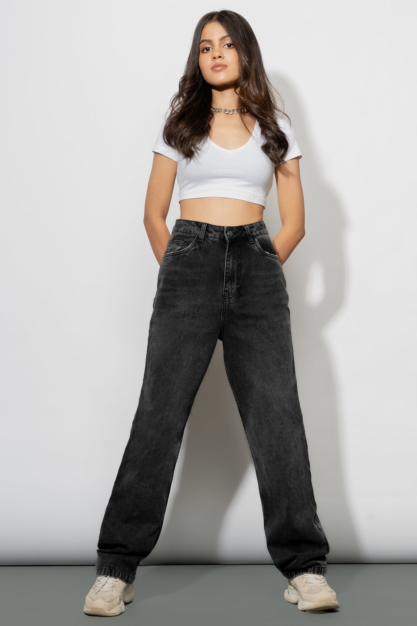 Charcoal Women's Straight Jeans - Main Image