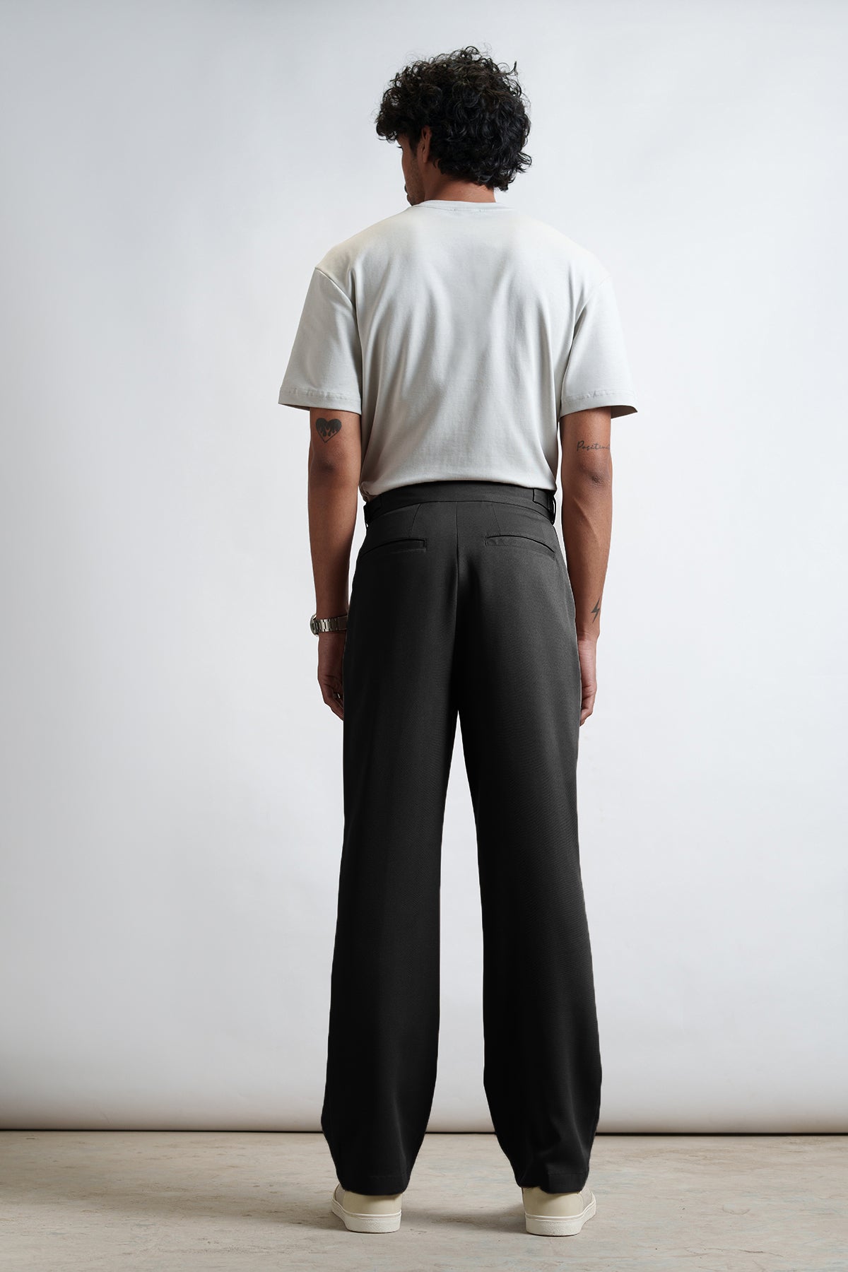 Blackout Buckle Detail Men's Straight Korean Pants