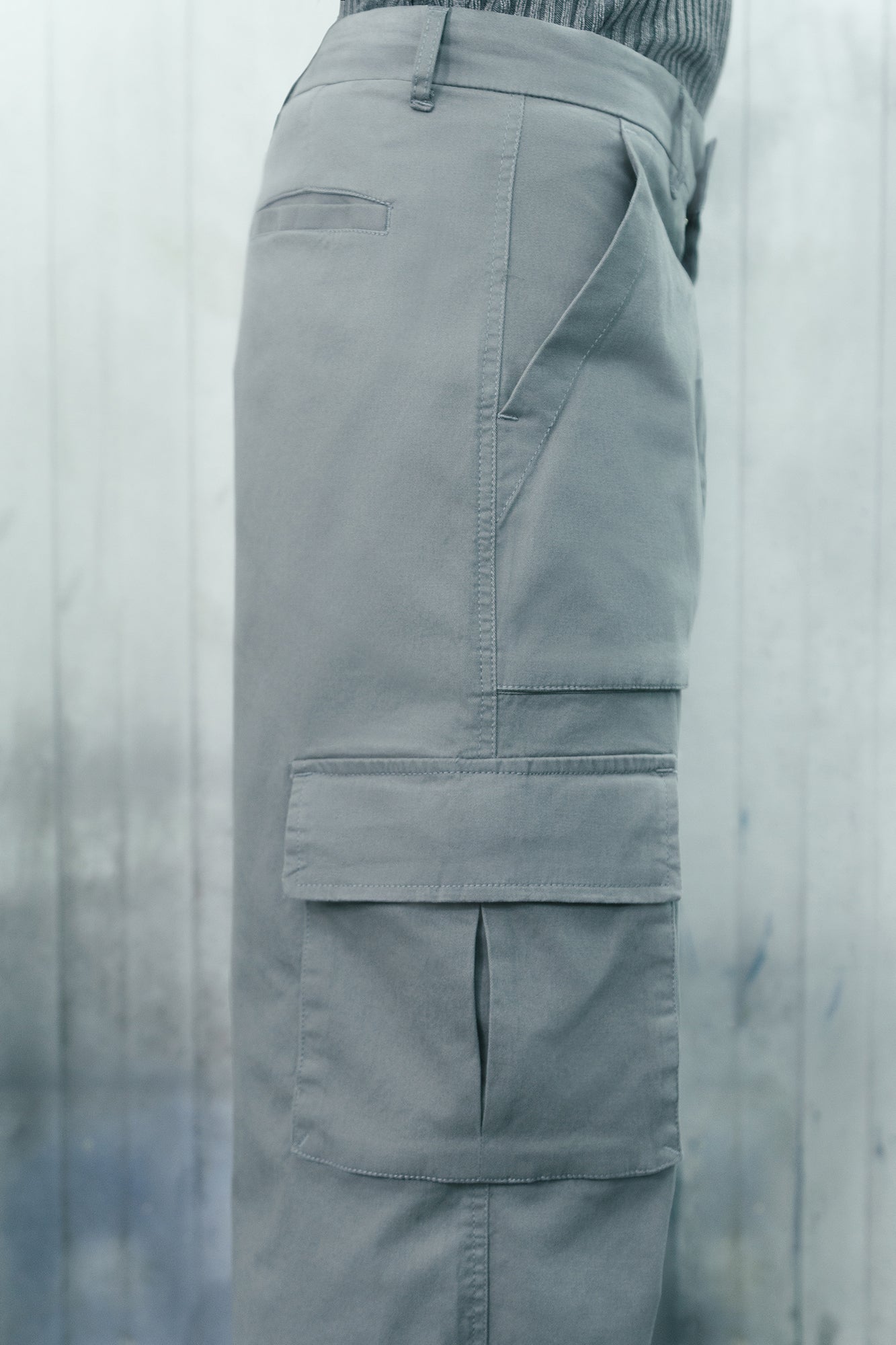Men's Charcoal Twill Baggy Cargo
