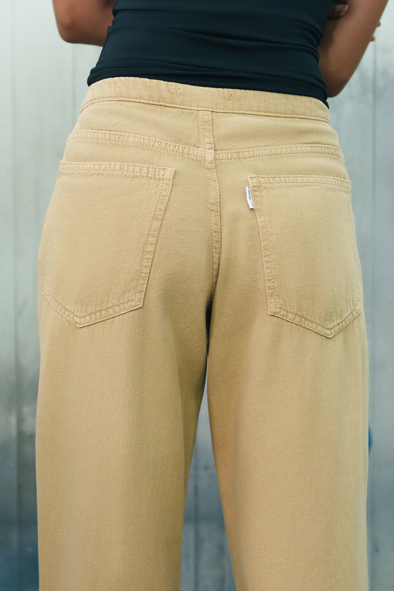 Khaki Tie-Up Women's Straight Jeans