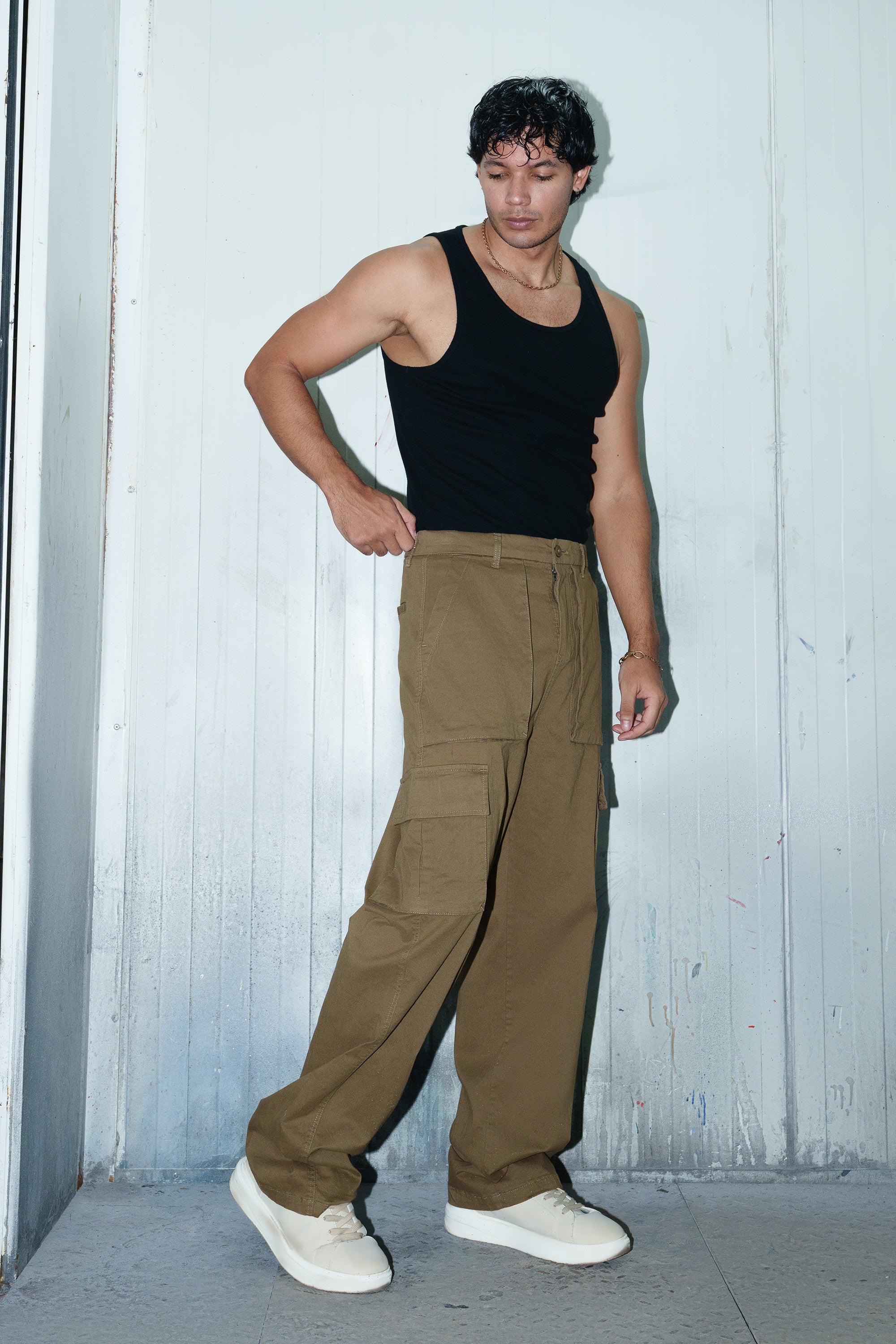 Men's Brown Twill Baggy Cargo