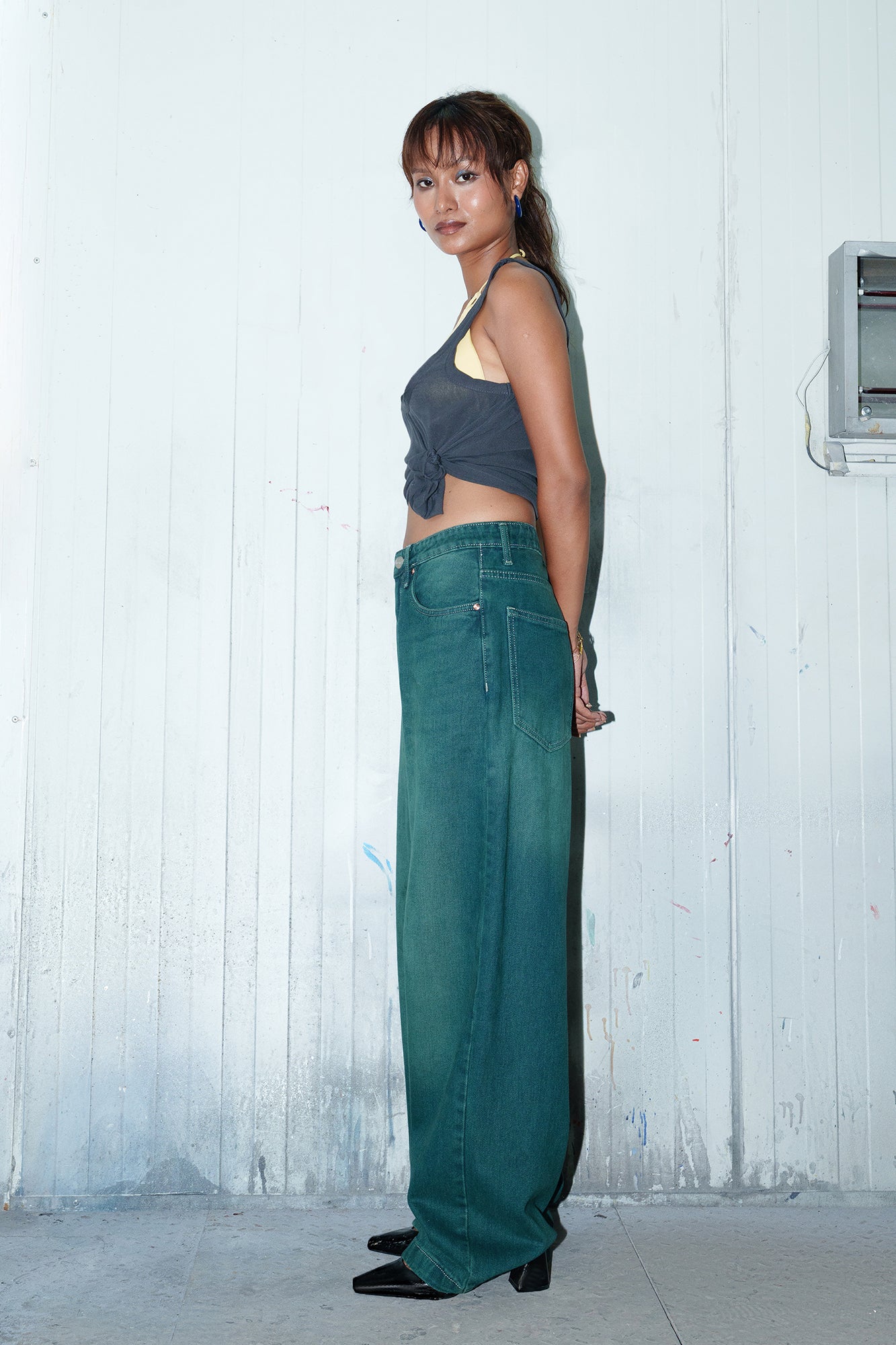 Vivid Green Women's Baggy Straight Jeans