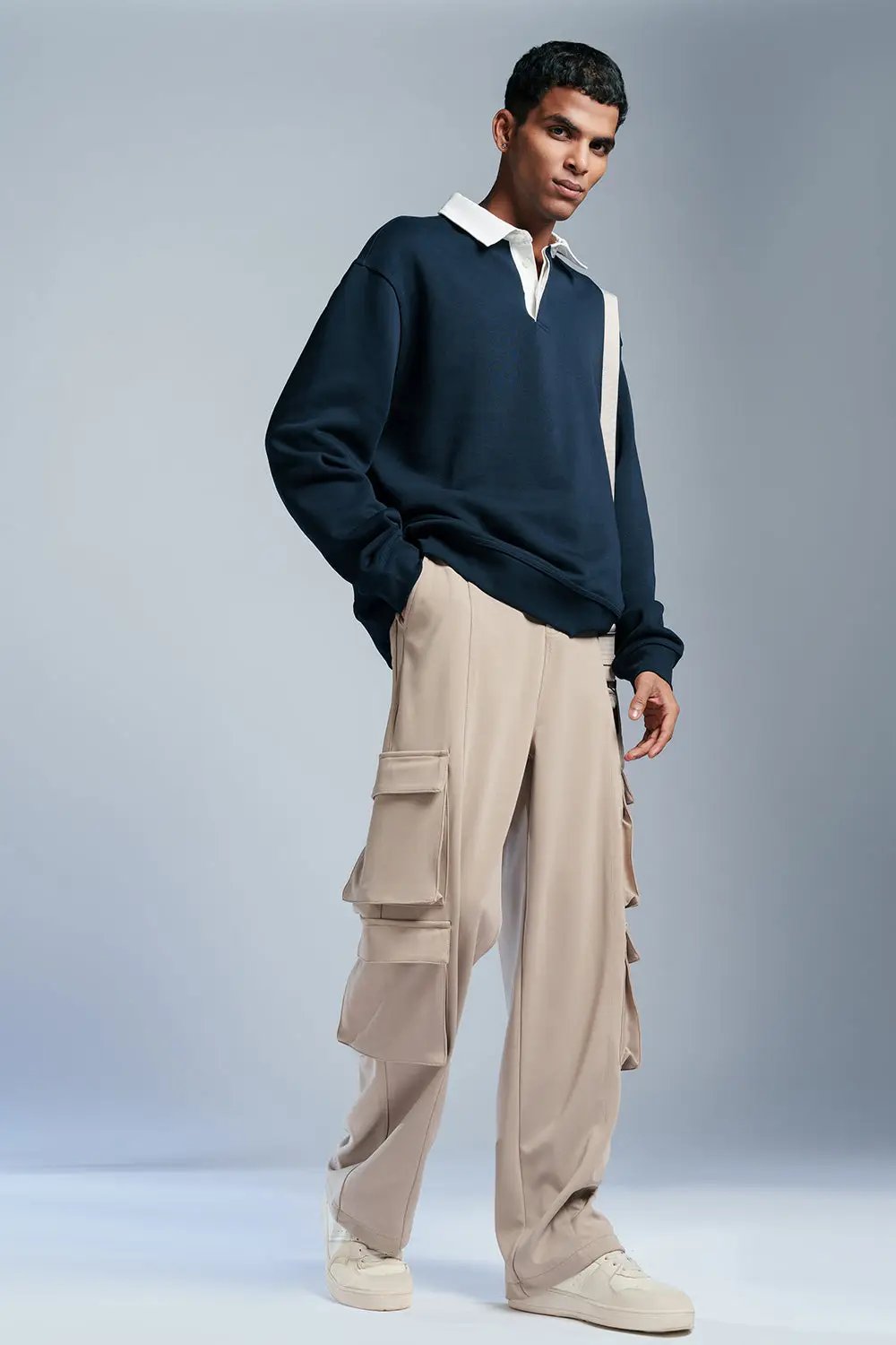 Brawl Beige Men's Baggy Cargo Korean Pants