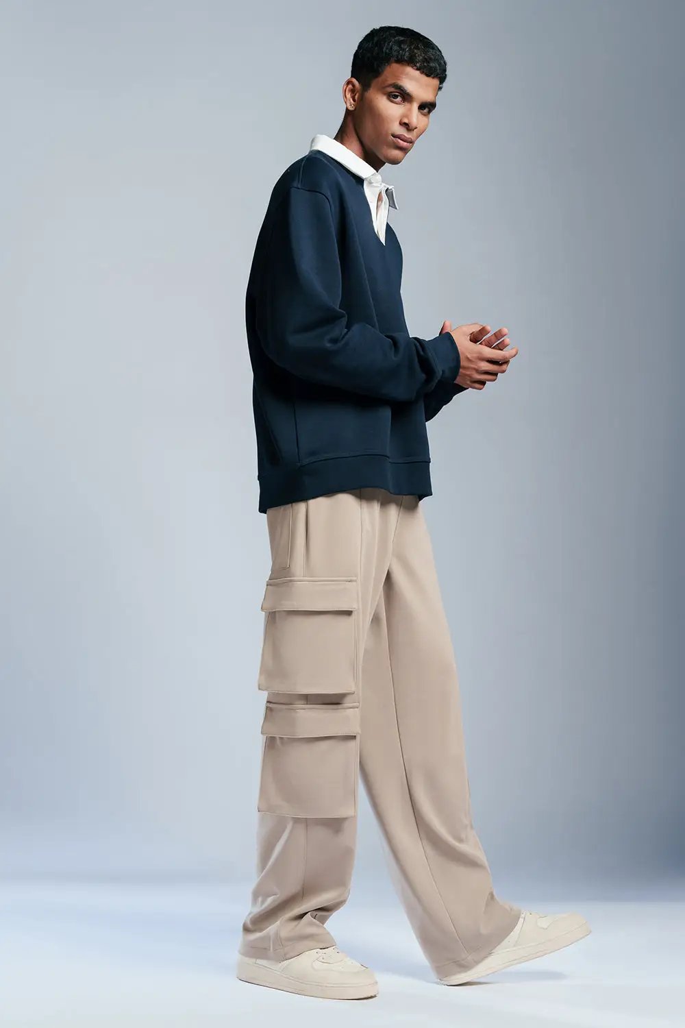 Brawl Beige Men's Baggy Cargo Korean Pants