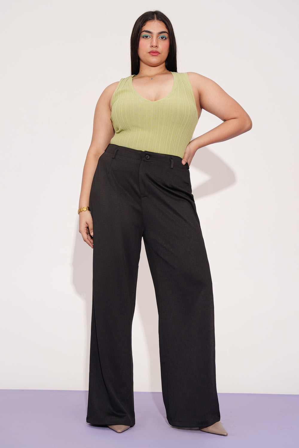 韓国商品/TREMINGBIRD Flowing Pleated Layered Pants Flowing Pleated Layered Pants [ Black ] - TREEMINGBIRD