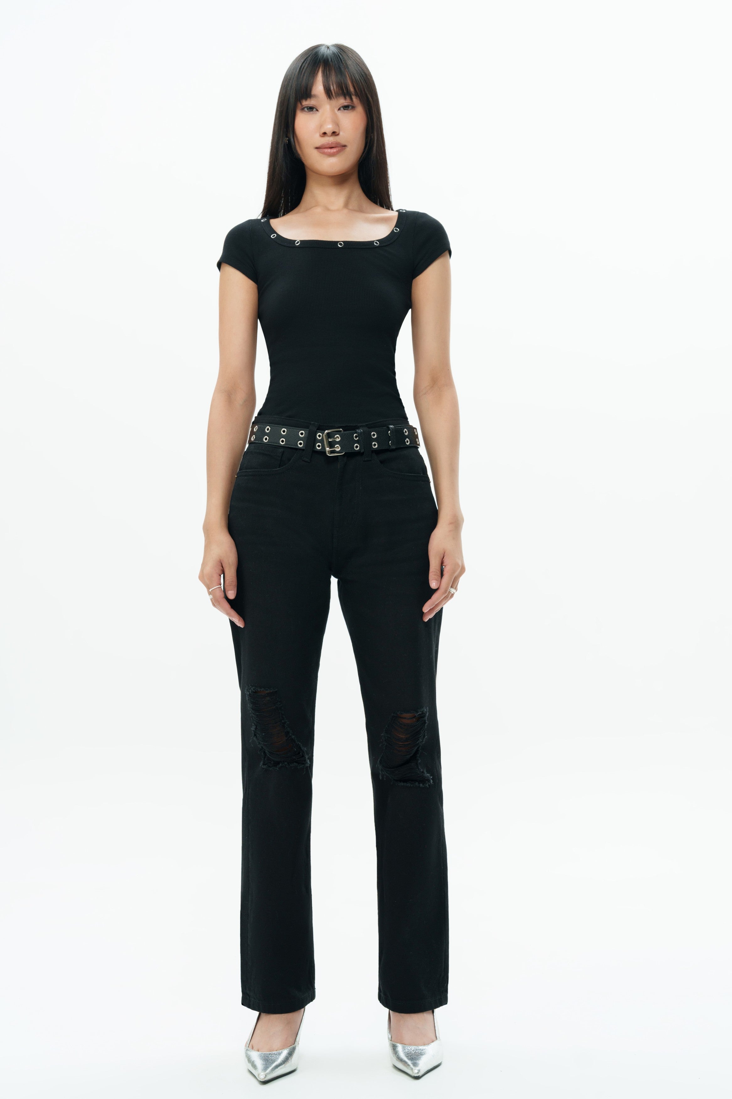 Black Rebel Ripped Straight Jeans