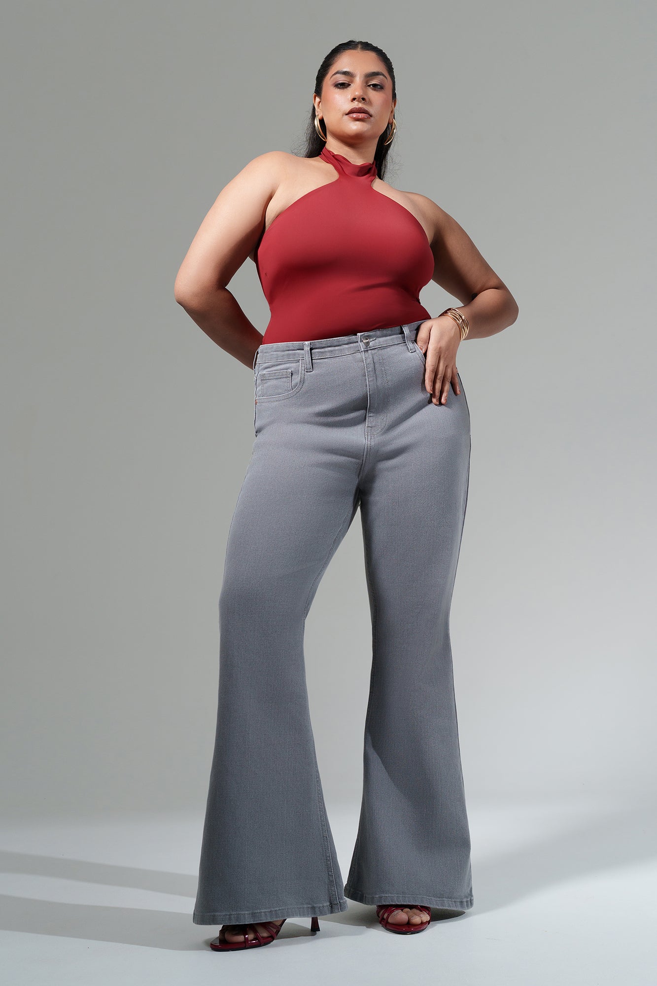 Curve Soft Grey Bootcut Jeans