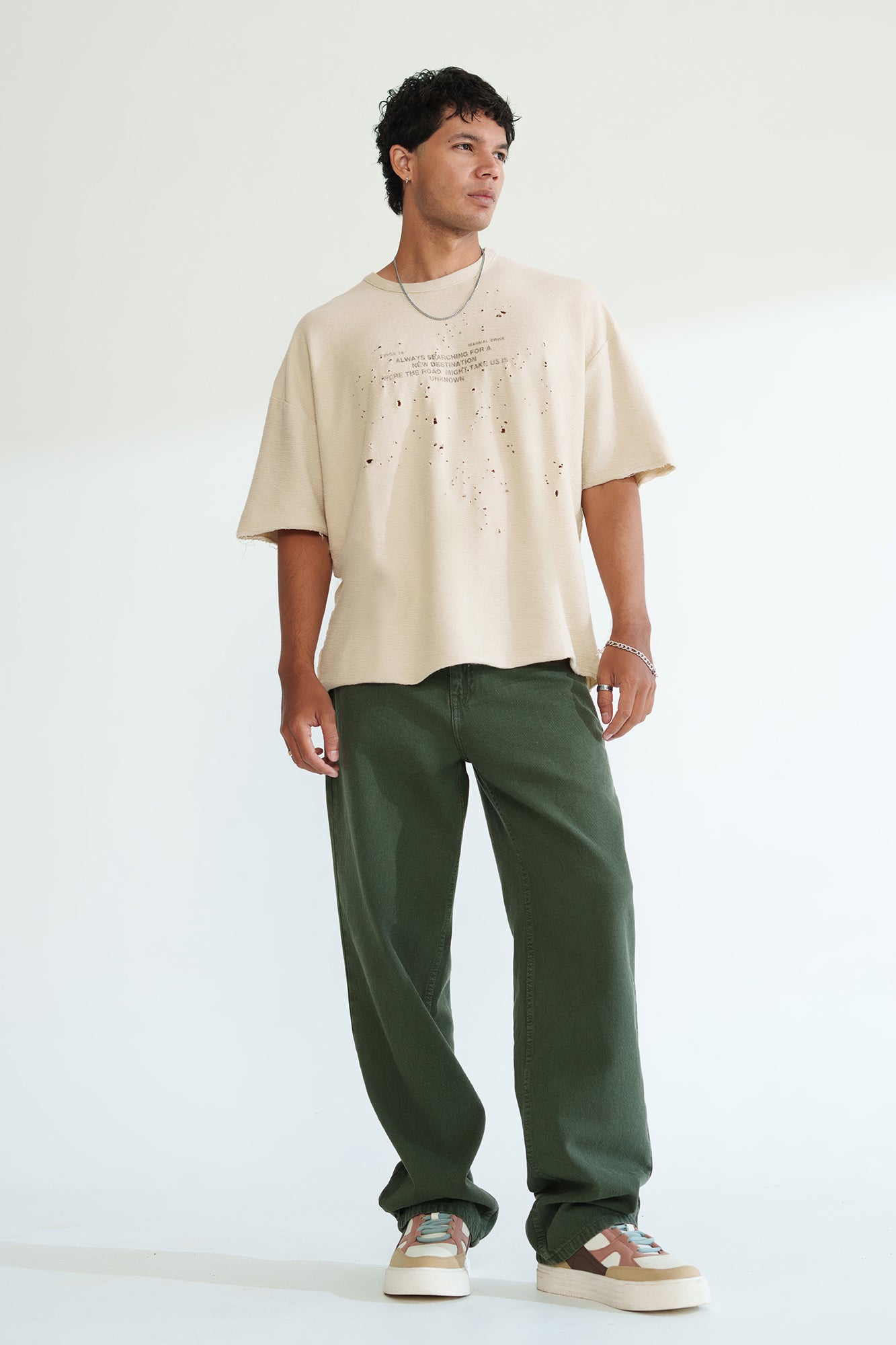 Dark Olive Men's Baggy Straight Jeans