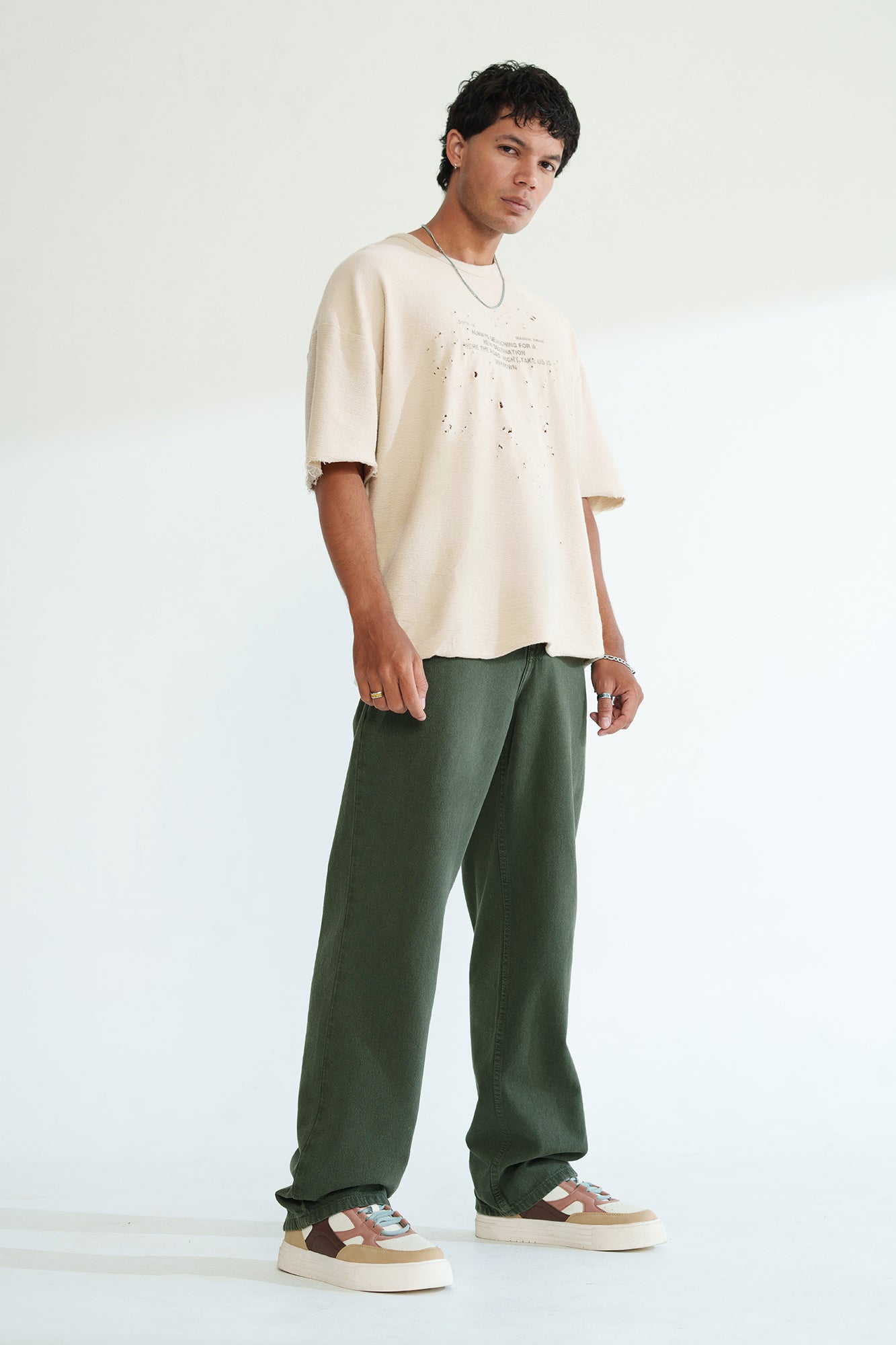 Dark Olive Men's Baggy Straight Jeans