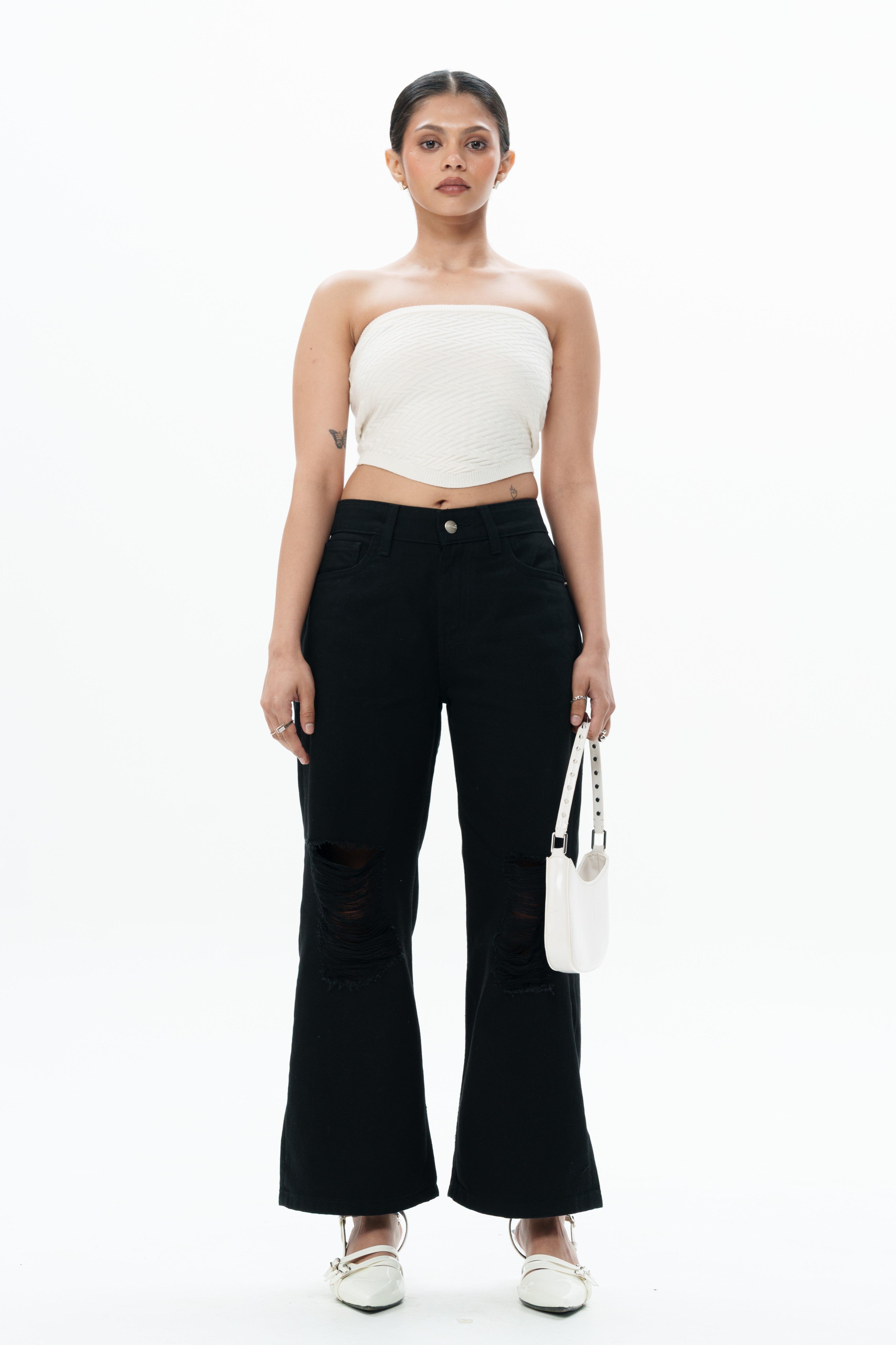 Black Void Ripped Cropped Baggy Jeans