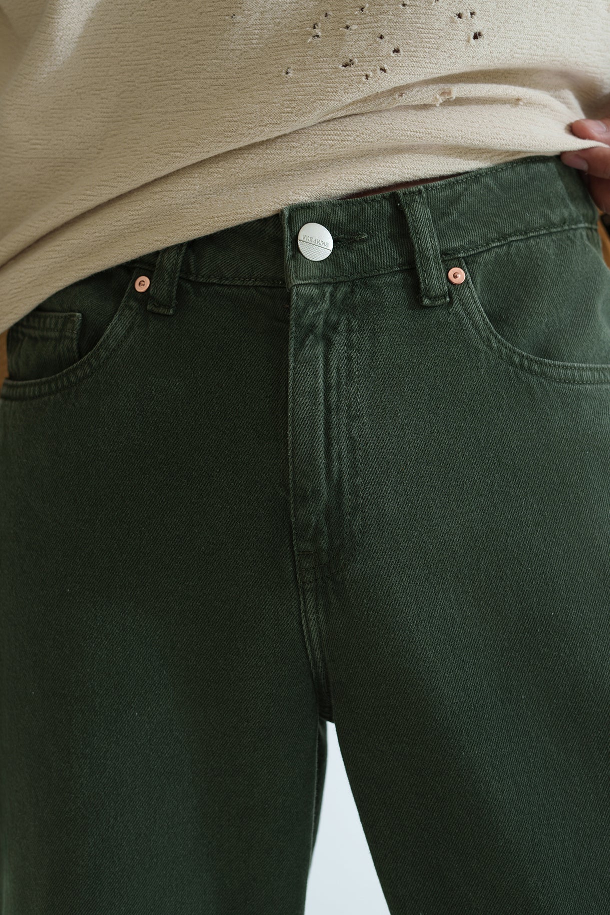 Dark Olive Men's Baggy Straight Jeans