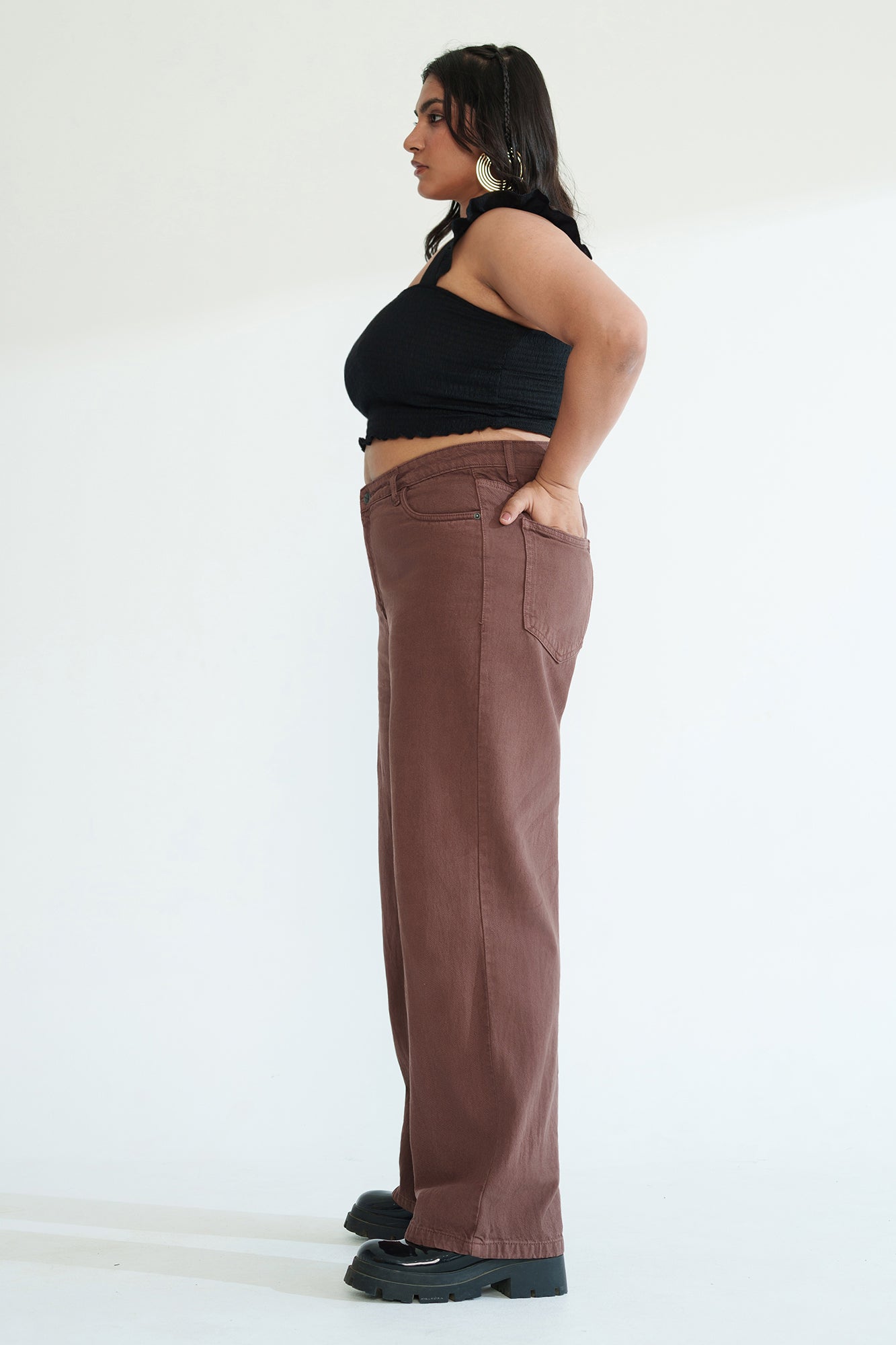 Curve Brew Brown Straight Jeans
