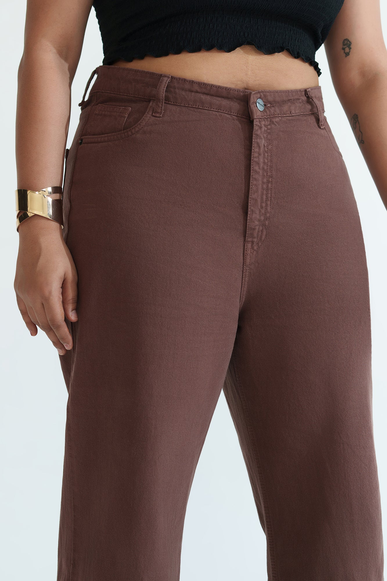 Curve Brew Brown Straight Jeans