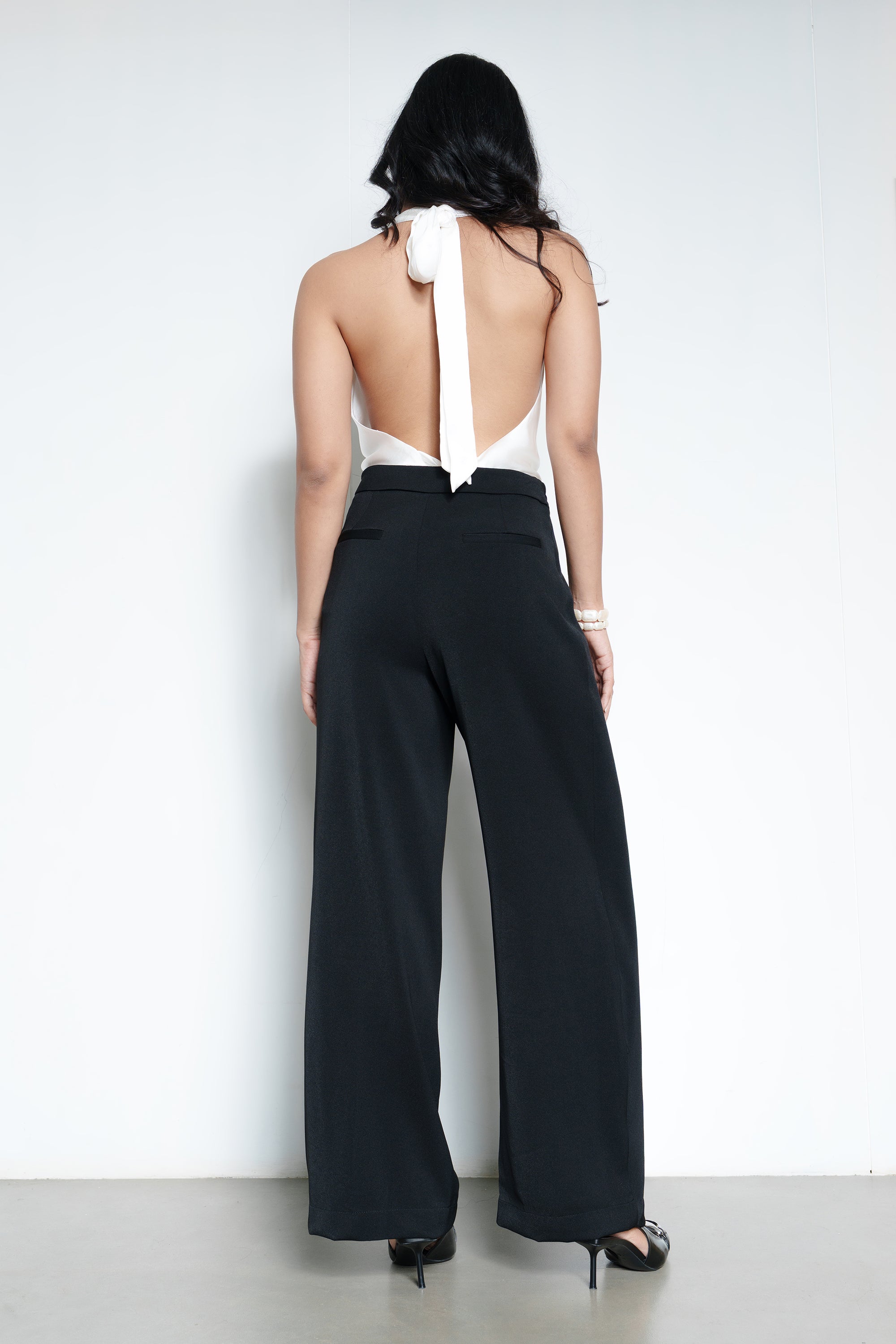 Basic Black Pareo Women's Straight Korean Pants