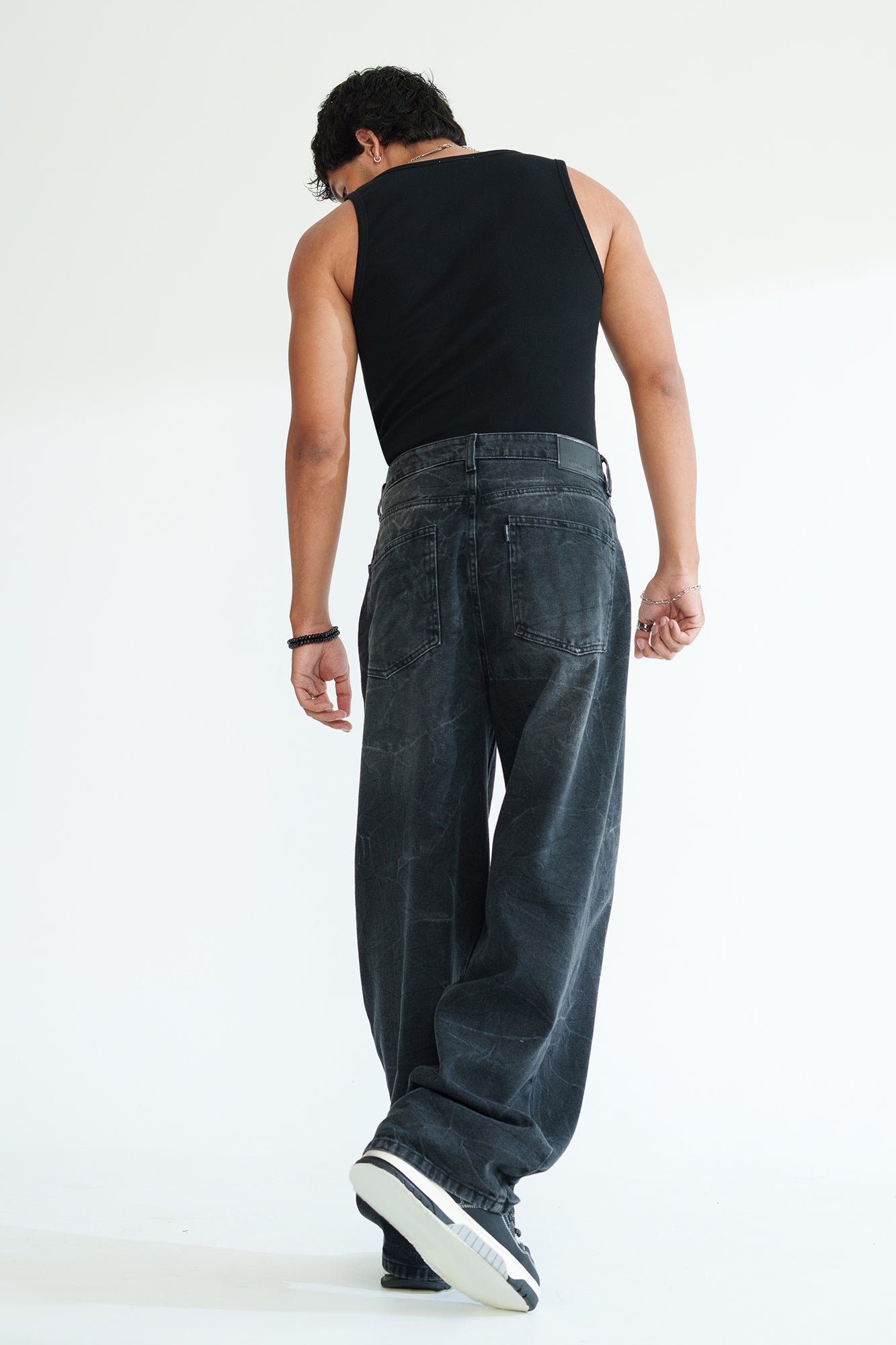 Static Black Men's Baggy Straight Jeans