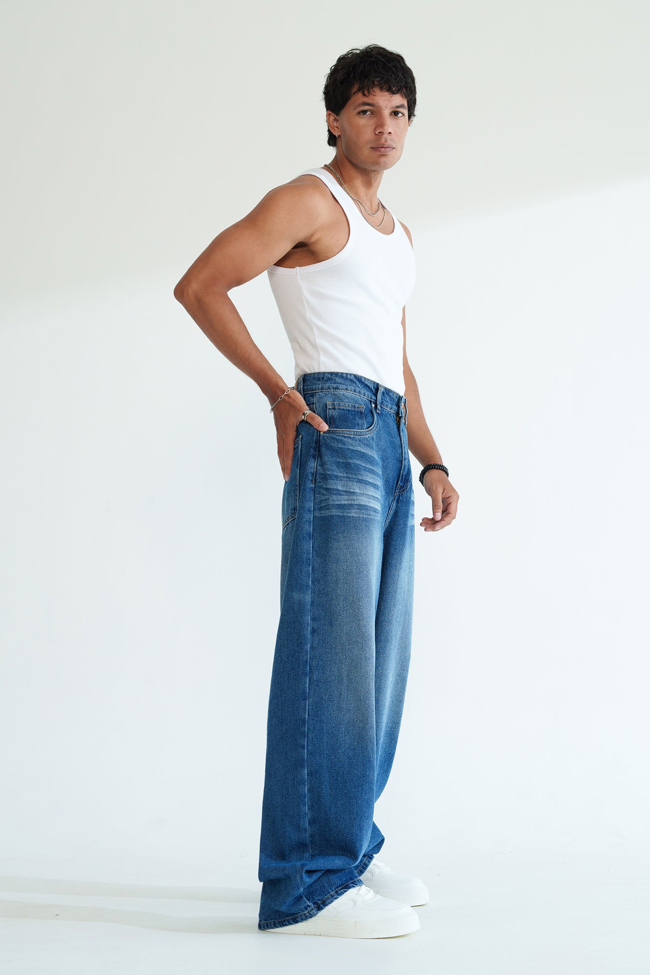 Bright Blue Men's Baggy Straight Jeans