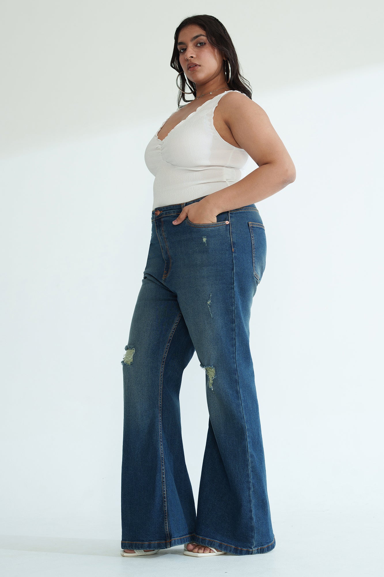 Curve Vintage Blue Stretch Bootcut Jeans