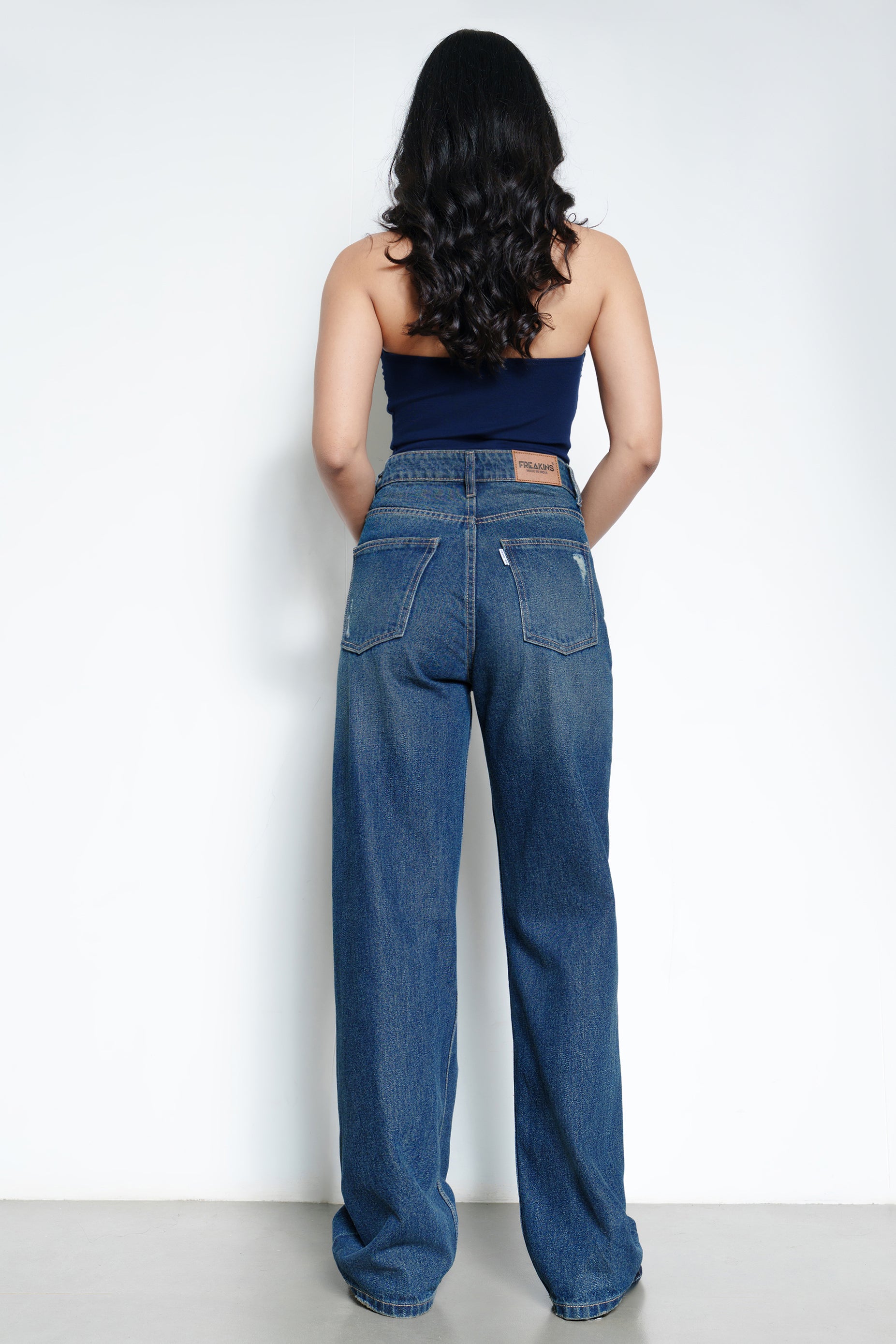 Rich Blue Distressed Women's Straight Jeans