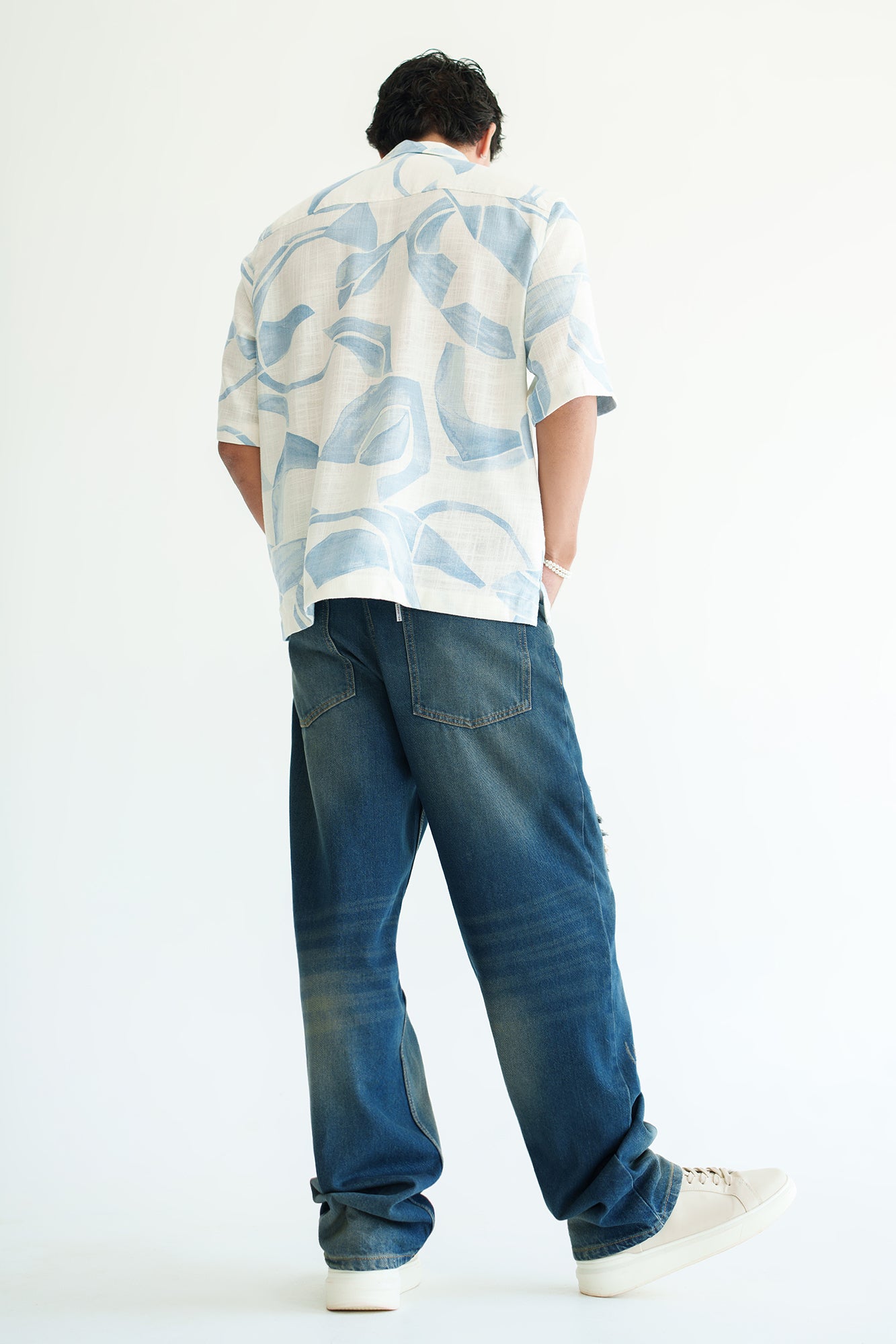 Vintage Distressed Men's Baggy Straight Jeans