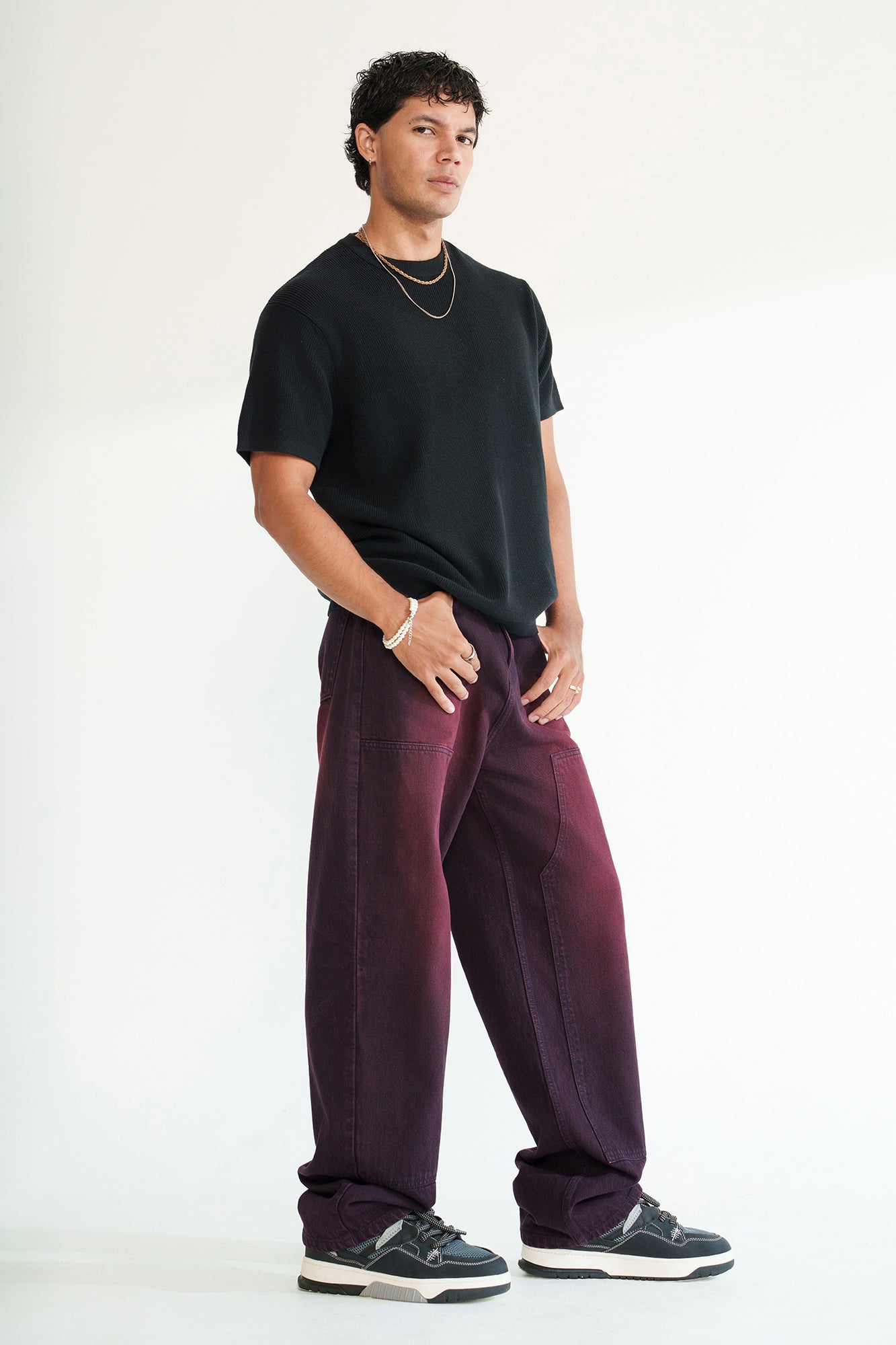 Deep Merlot Men's Baggy Straight Jeans