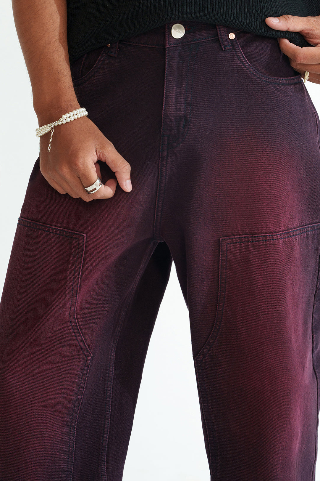 Deep Merlot Men's Baggy Straight Jeans