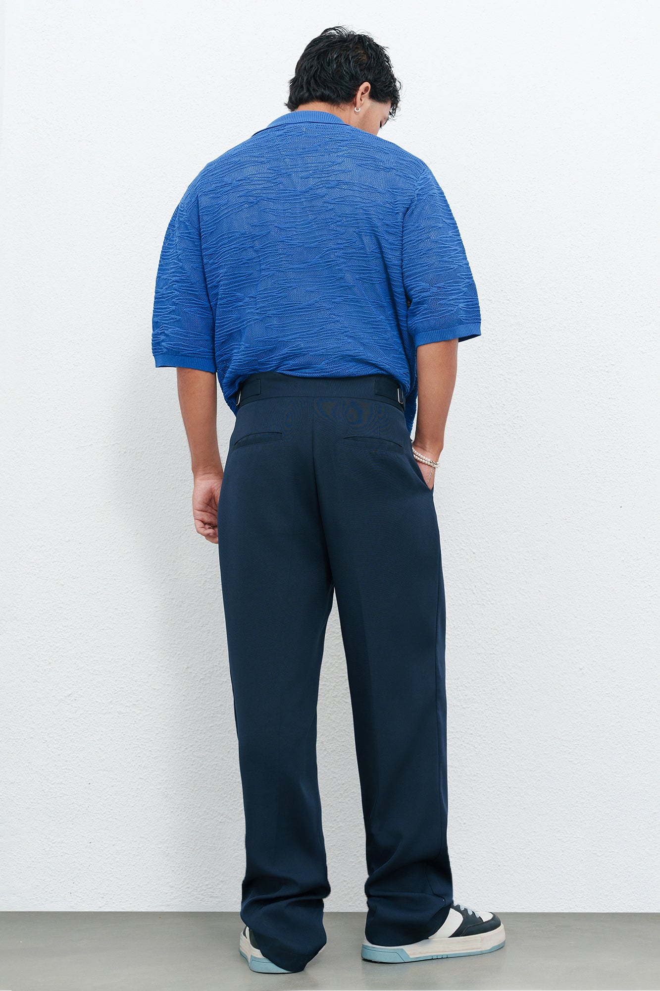 Silent Navy Adjustable Men's Straight Korean Pants