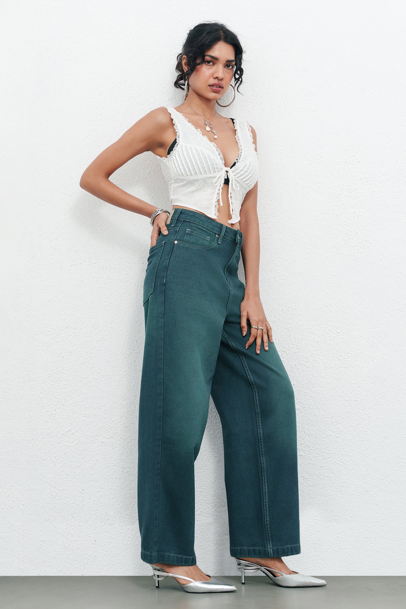 Myst Green Women's Baggy Straight Jeans