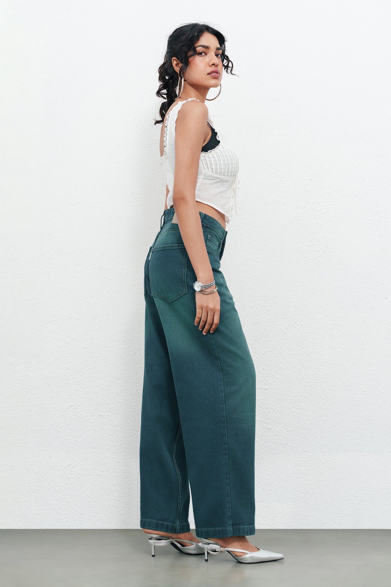 Myst Green Women's Baggy Straight Jeans