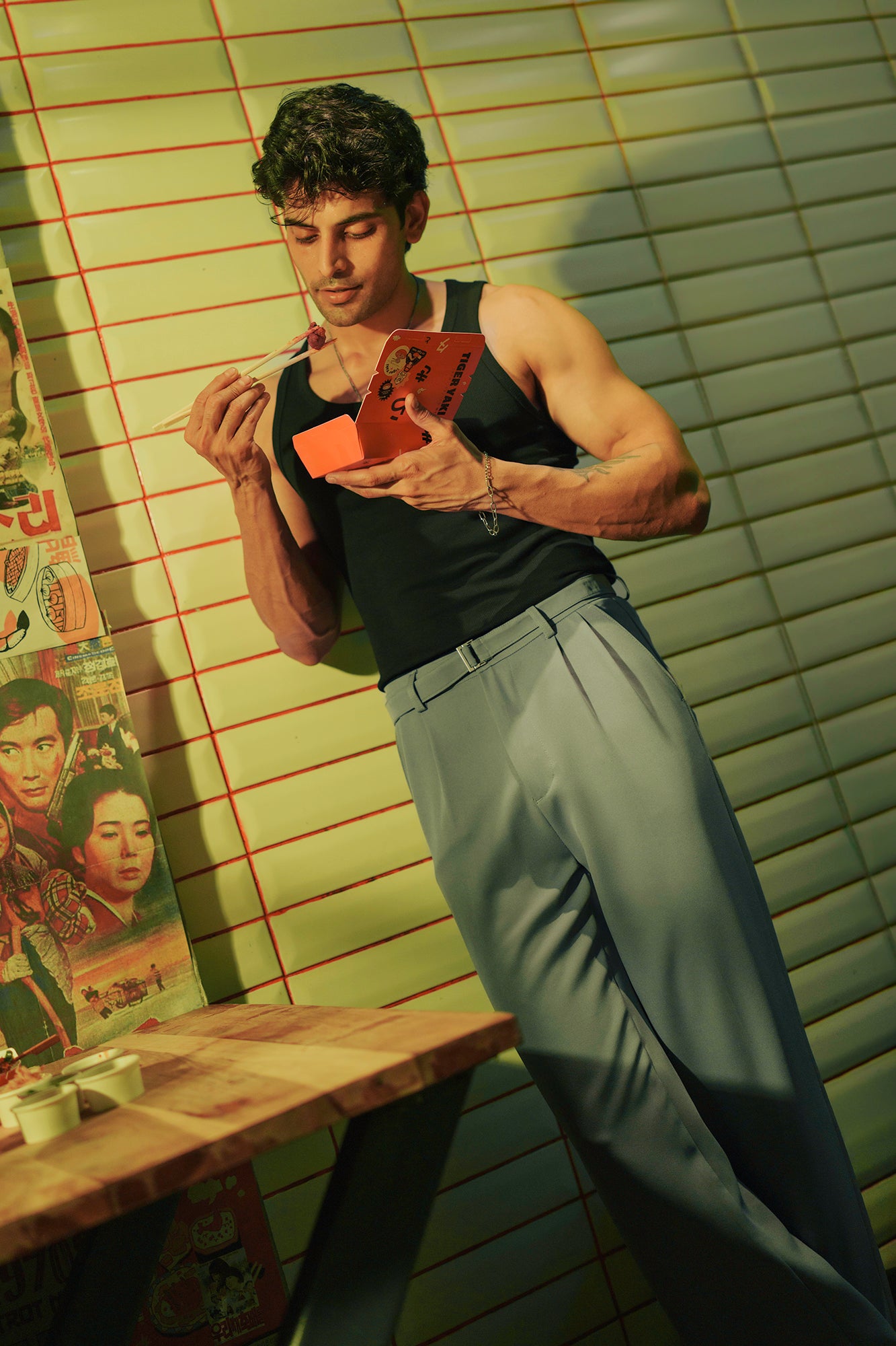 Cool Grey Belted Men's Straight Korean Pants