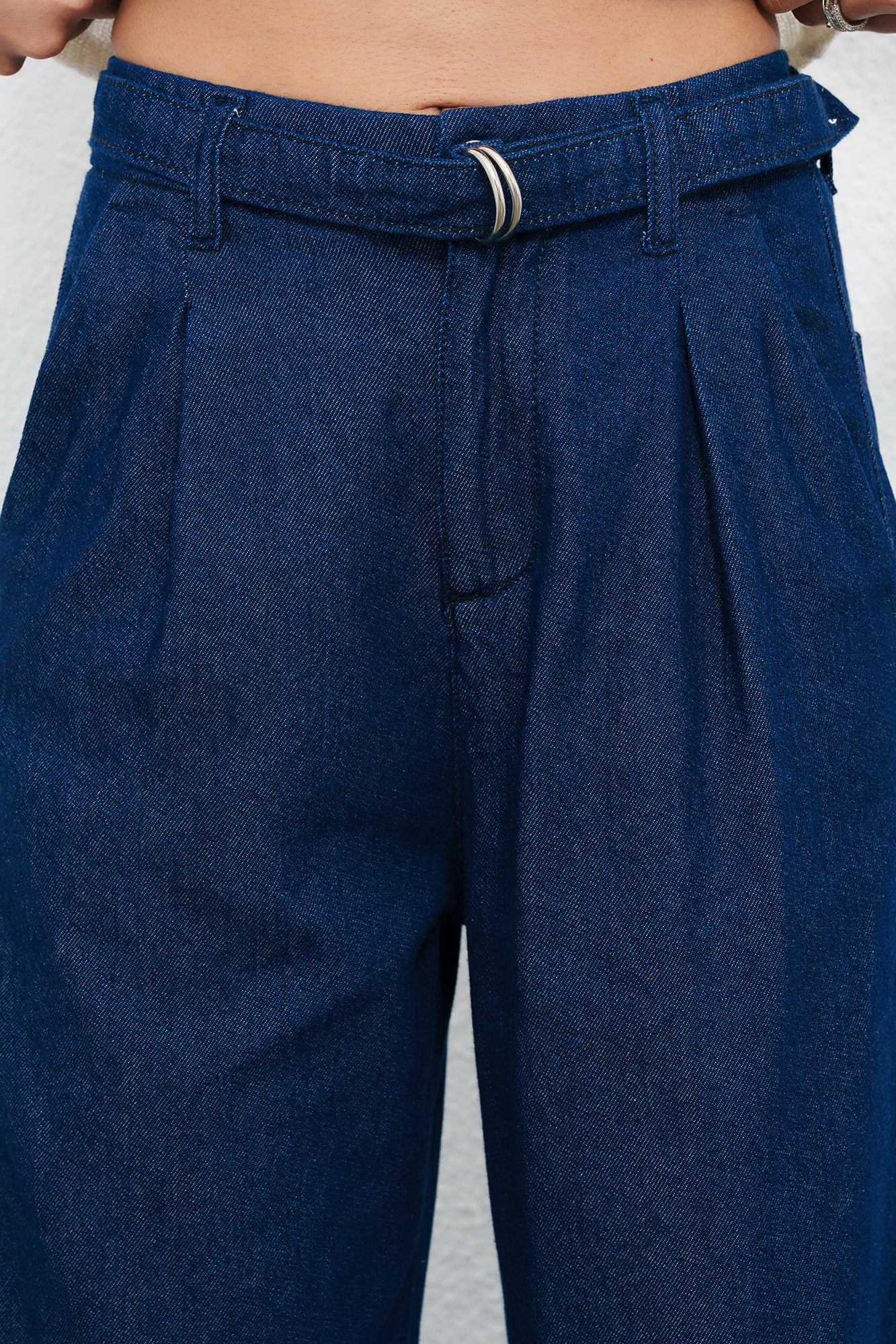 Formal Indigo Belted Women's Straight Jeans