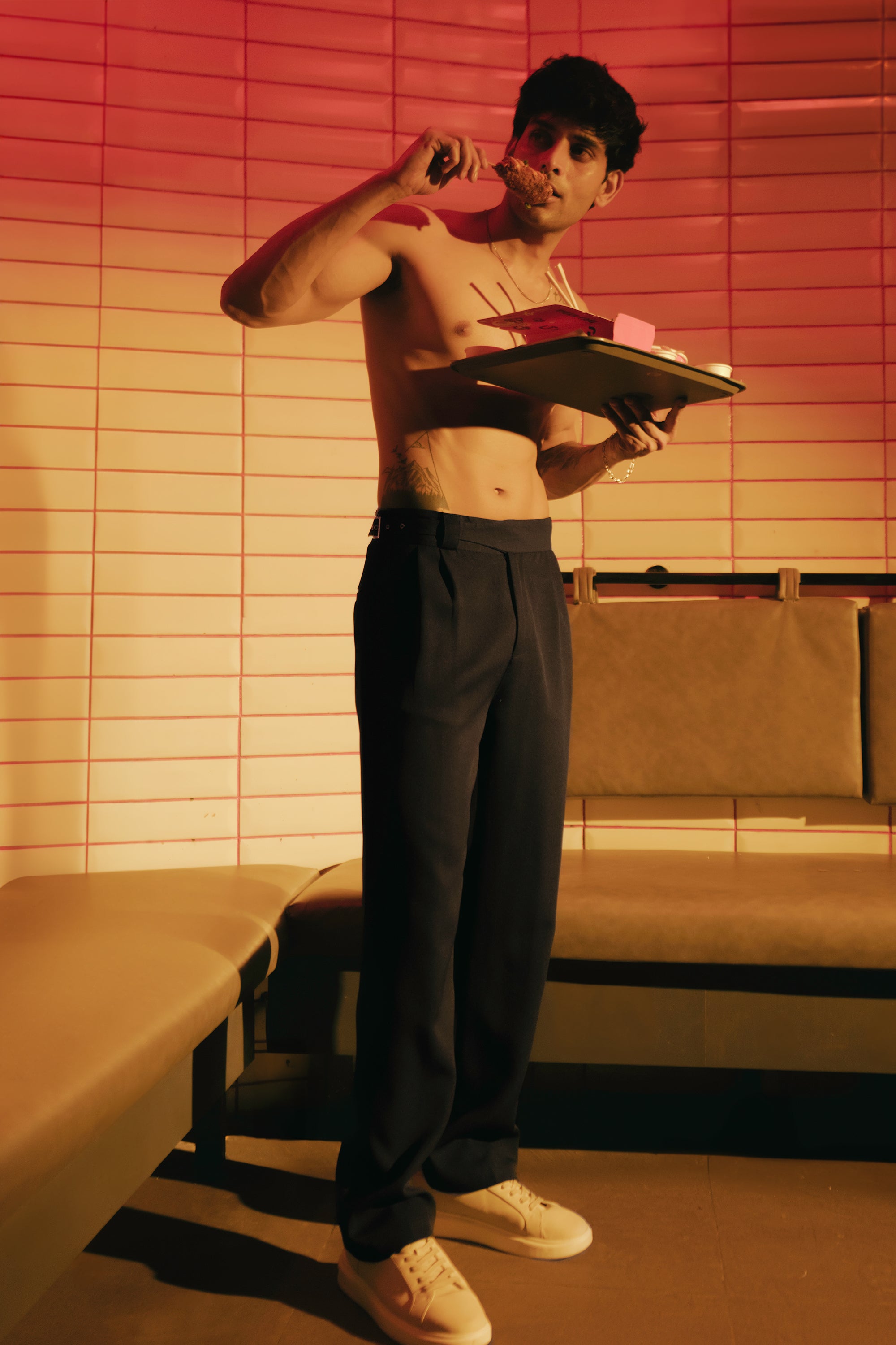 Dense Black Gurkha Men's Straight Korean Pants