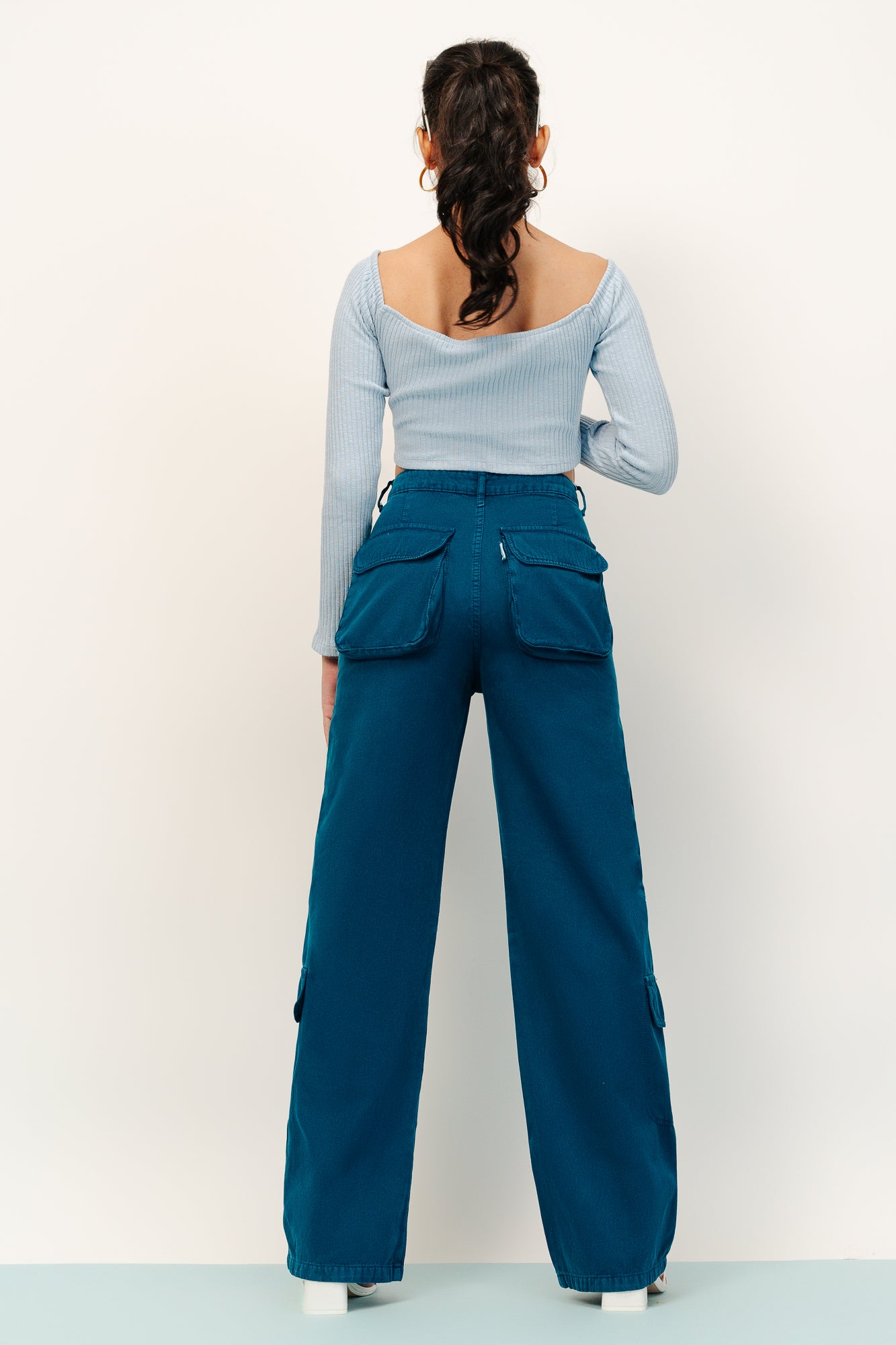 Blue Women's Straight Cargo Pants