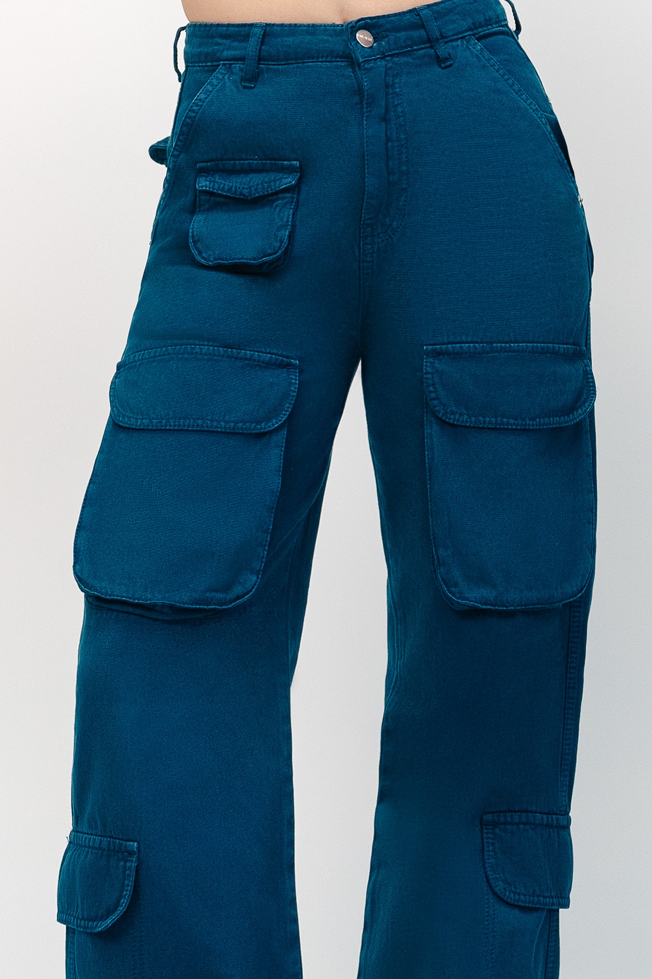 Blue Women's Straight Cargo Pants