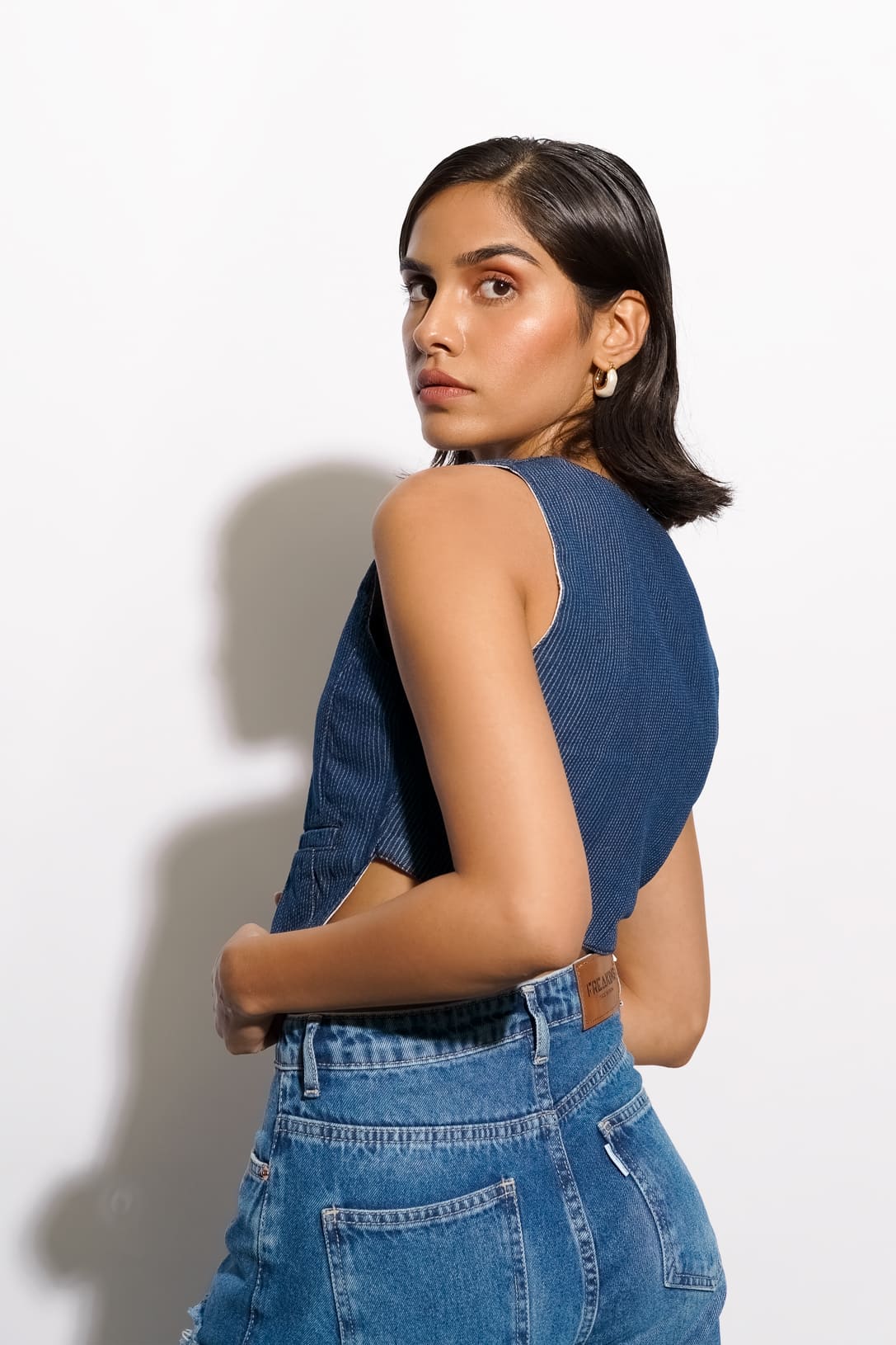 Lazer Striped Indigo Vest