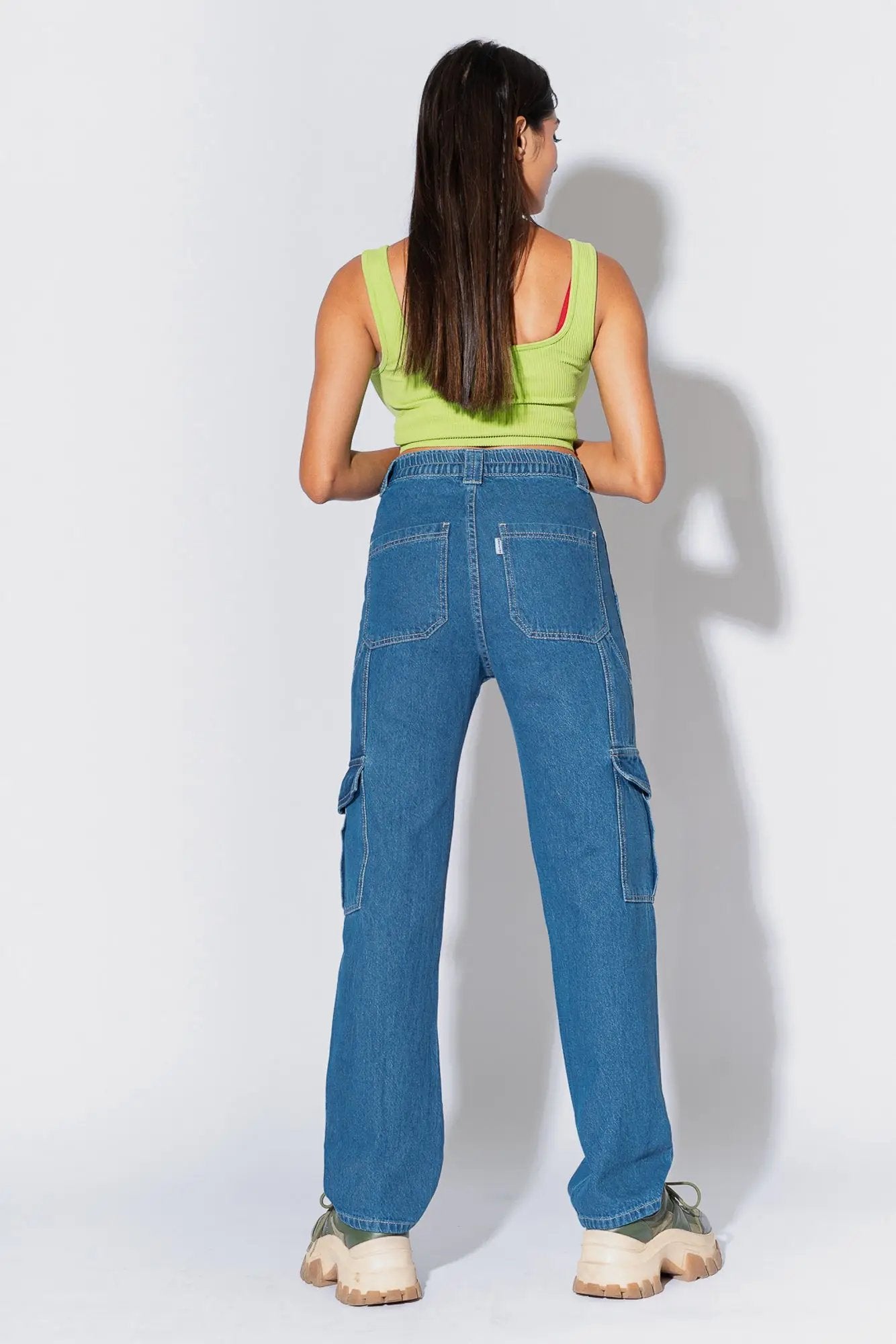 MID BLUE CARGO UTILITY JEANS