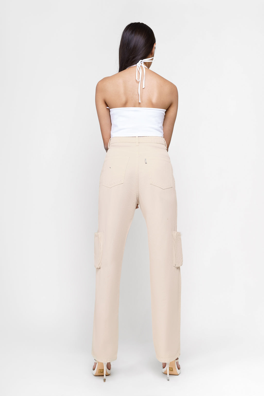 Palish Peach Straight Fit Utility Jeans