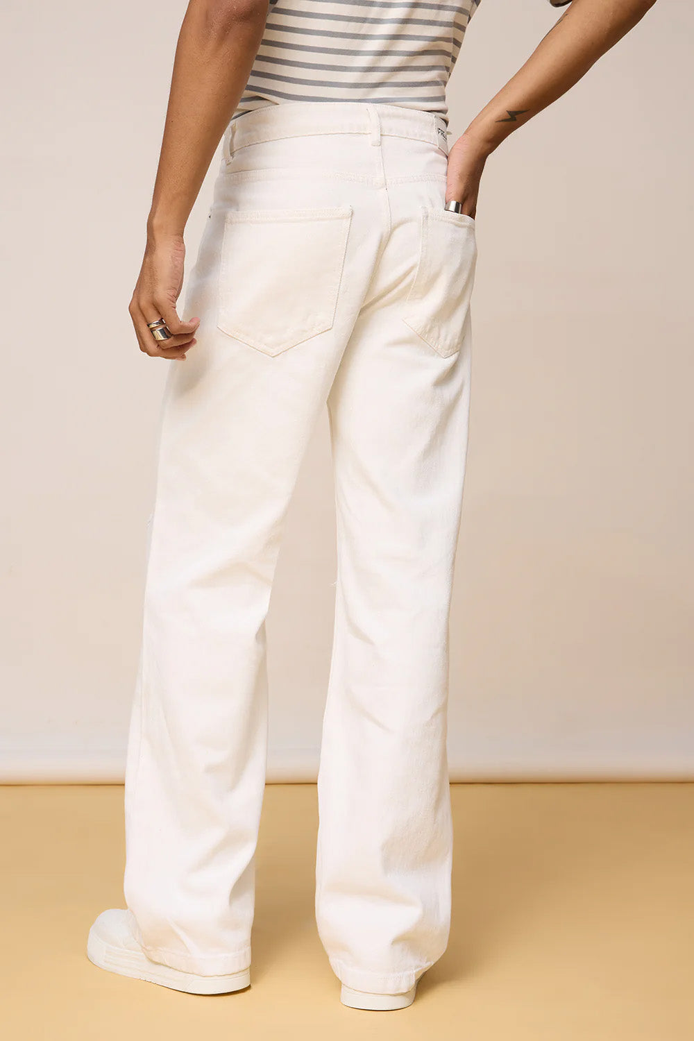 White Knee Ripped Men's Jeans