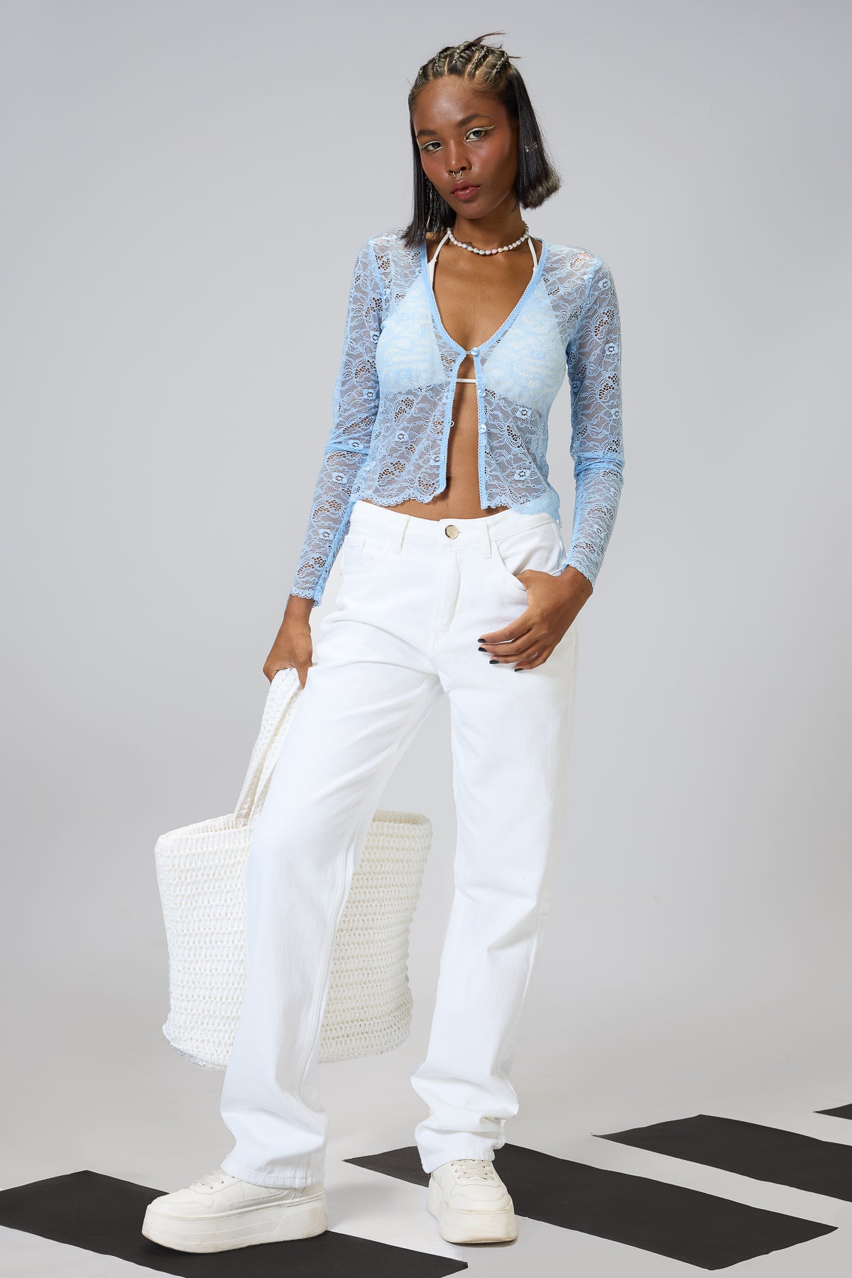 White Women's Slim Straight Jeans