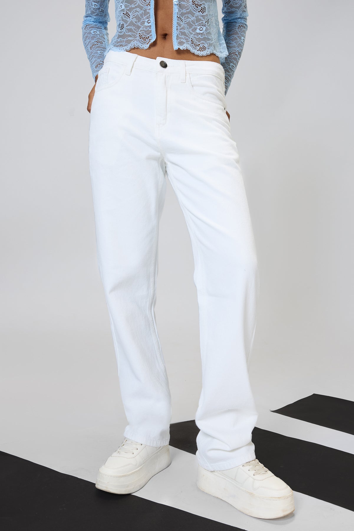 White Women's Slim Straight Jeans
