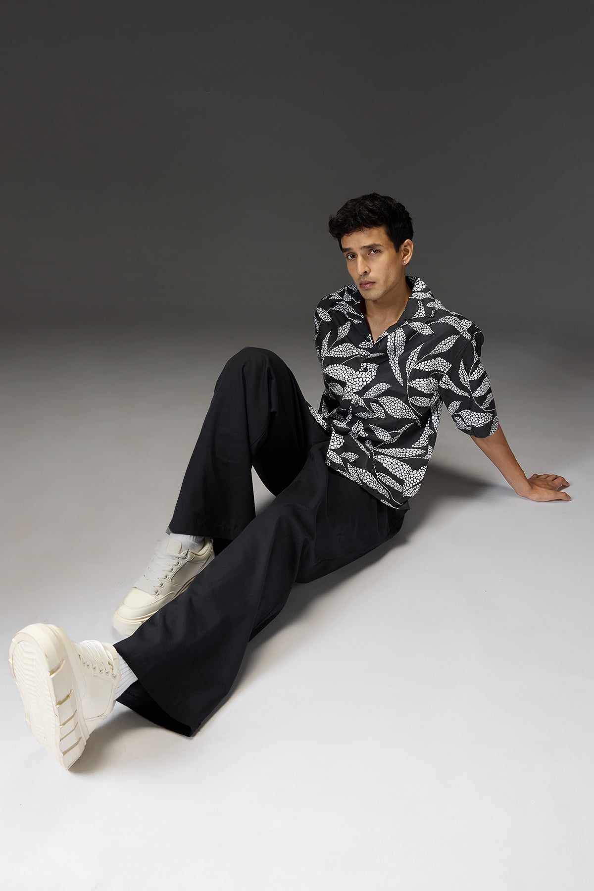 Graphite Leaf Men's Resort Collar Shirt